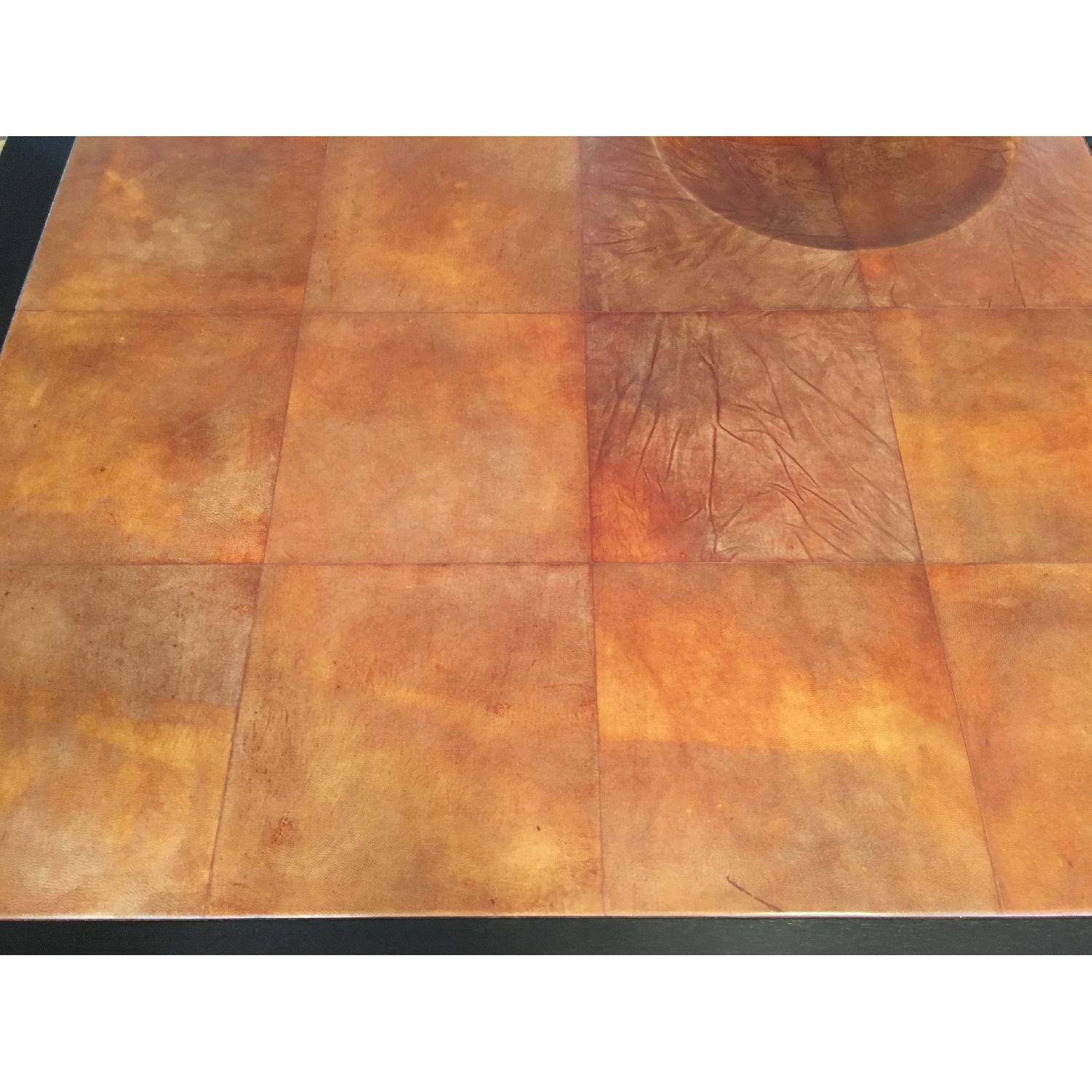 Parchment Leather & Lacquered Oak Coffee Table - Thumbnail 3