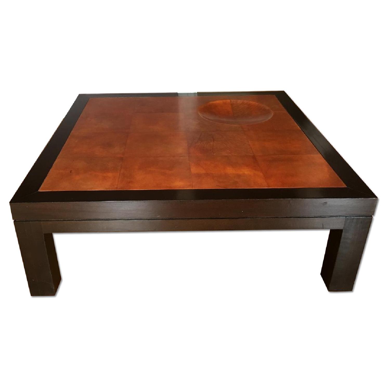 Parchment Leather & Lacquered Oak Coffee Table