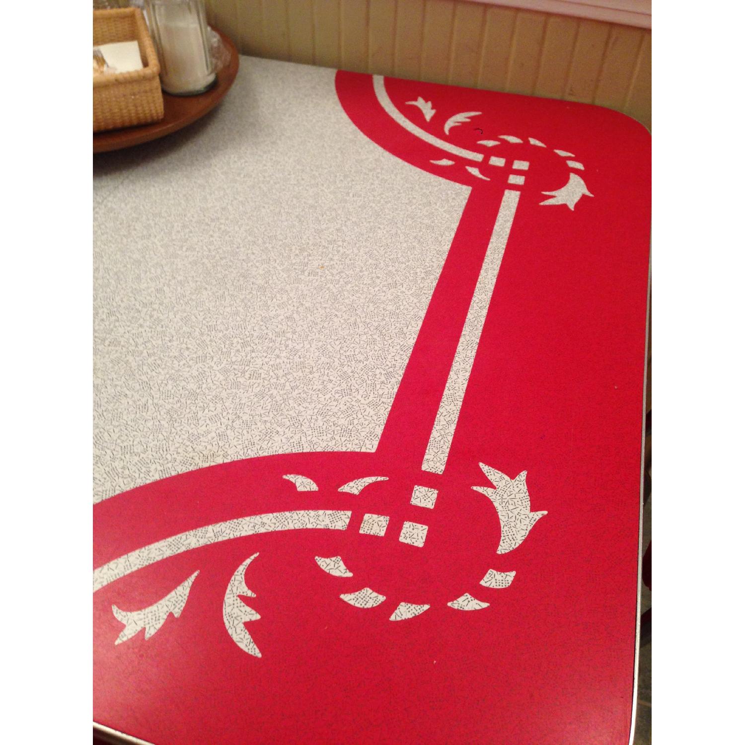 1950's Red Formica Mid-Century Expandable Kitchen Table w/ 4 Chairs - image-2