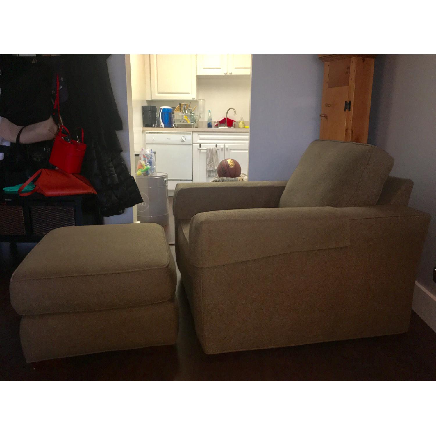 Thomasville Upholstered Chair & Ottoman - image-3