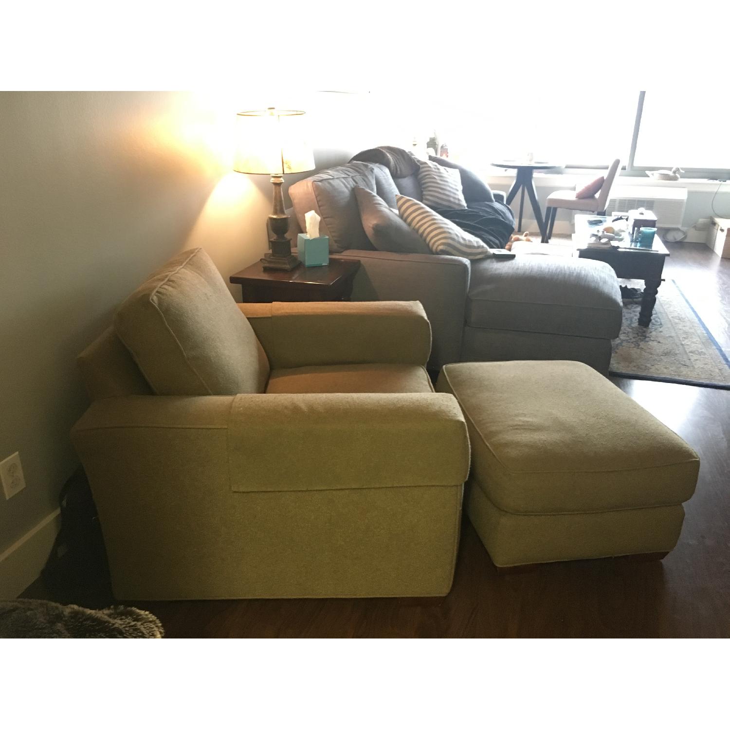 Thomasville Upholstered Chair & Ottoman - image-5