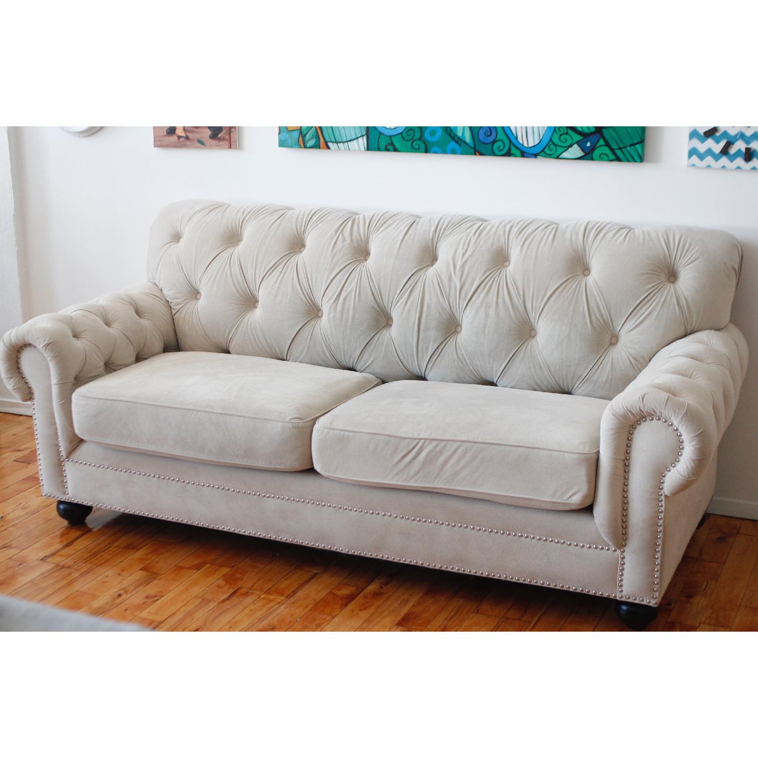 Beige Tufted Sofa - image-1