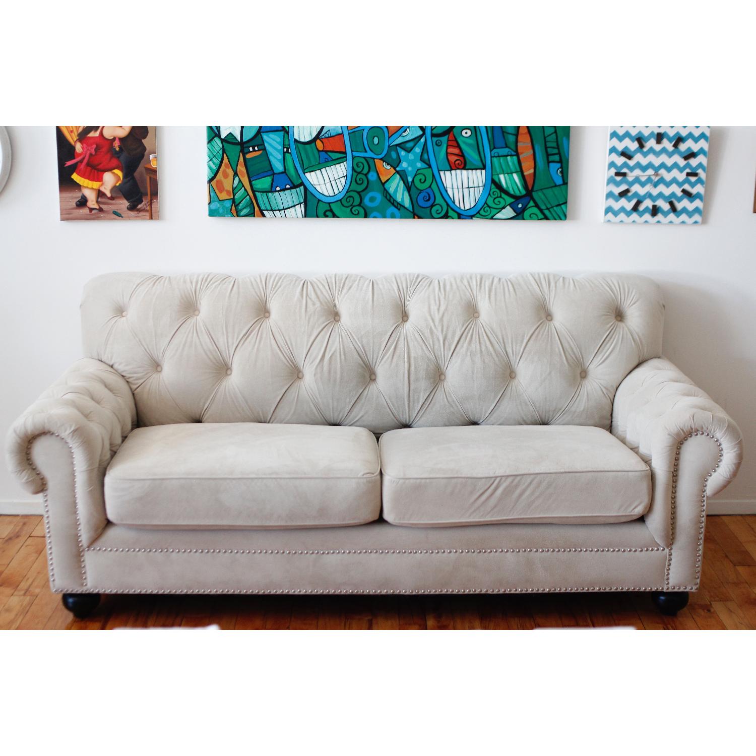 Beige Tufted Sofa - image-3