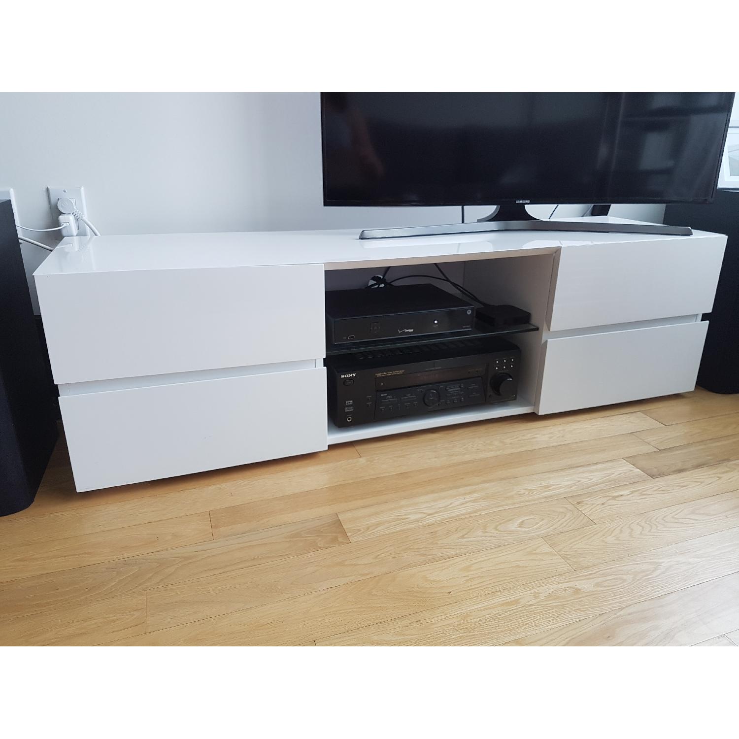 Coaster Fine Furniture White High Gloss TV Console - image-1