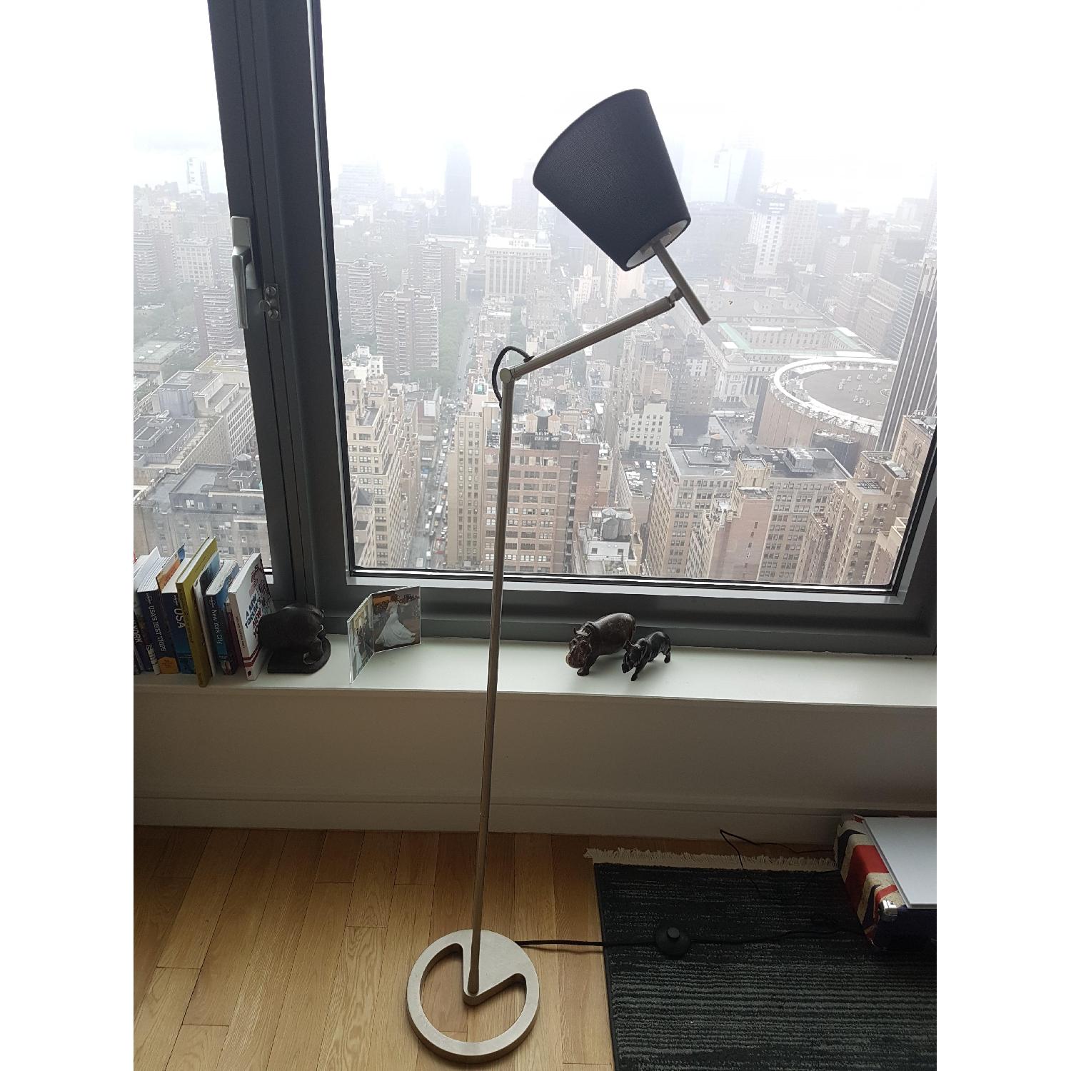 Ikea Nickel Floor Lamp w/ Black Linen Shade - image-1