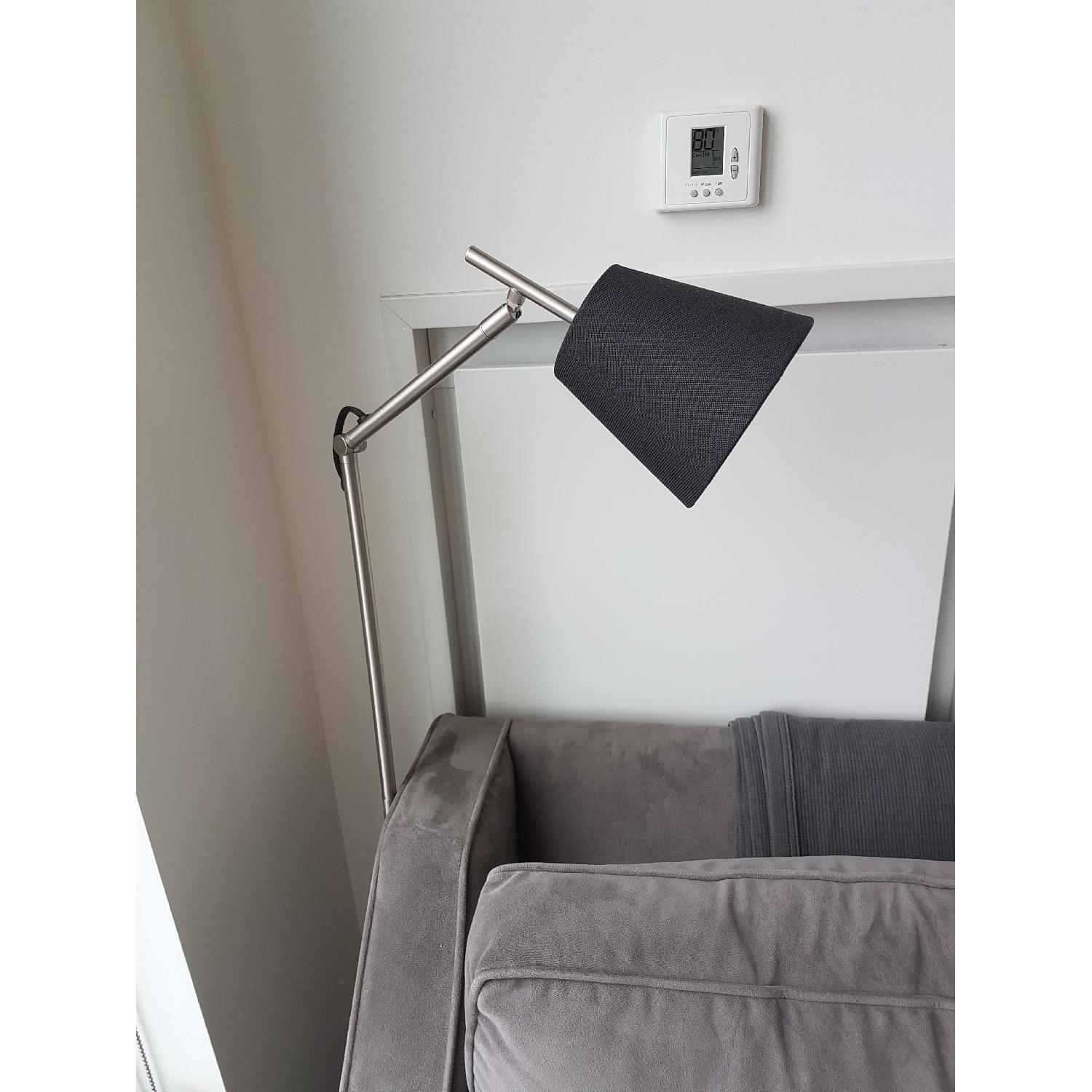 Ikea Nickel Floor Lamp w/ Black Linen Shade - image-2