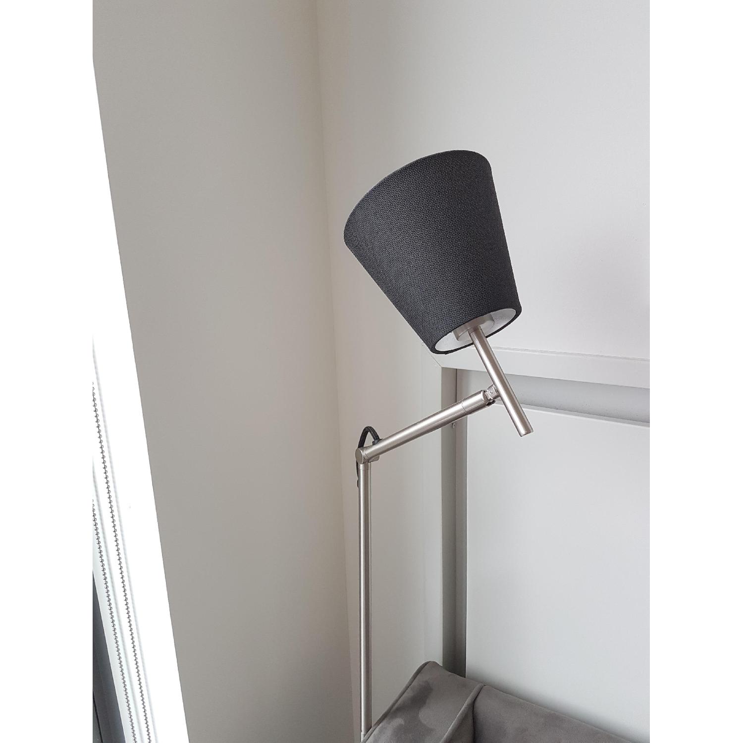 Ikea Nickel Floor Lamp w/ Black Linen Shade - image-3