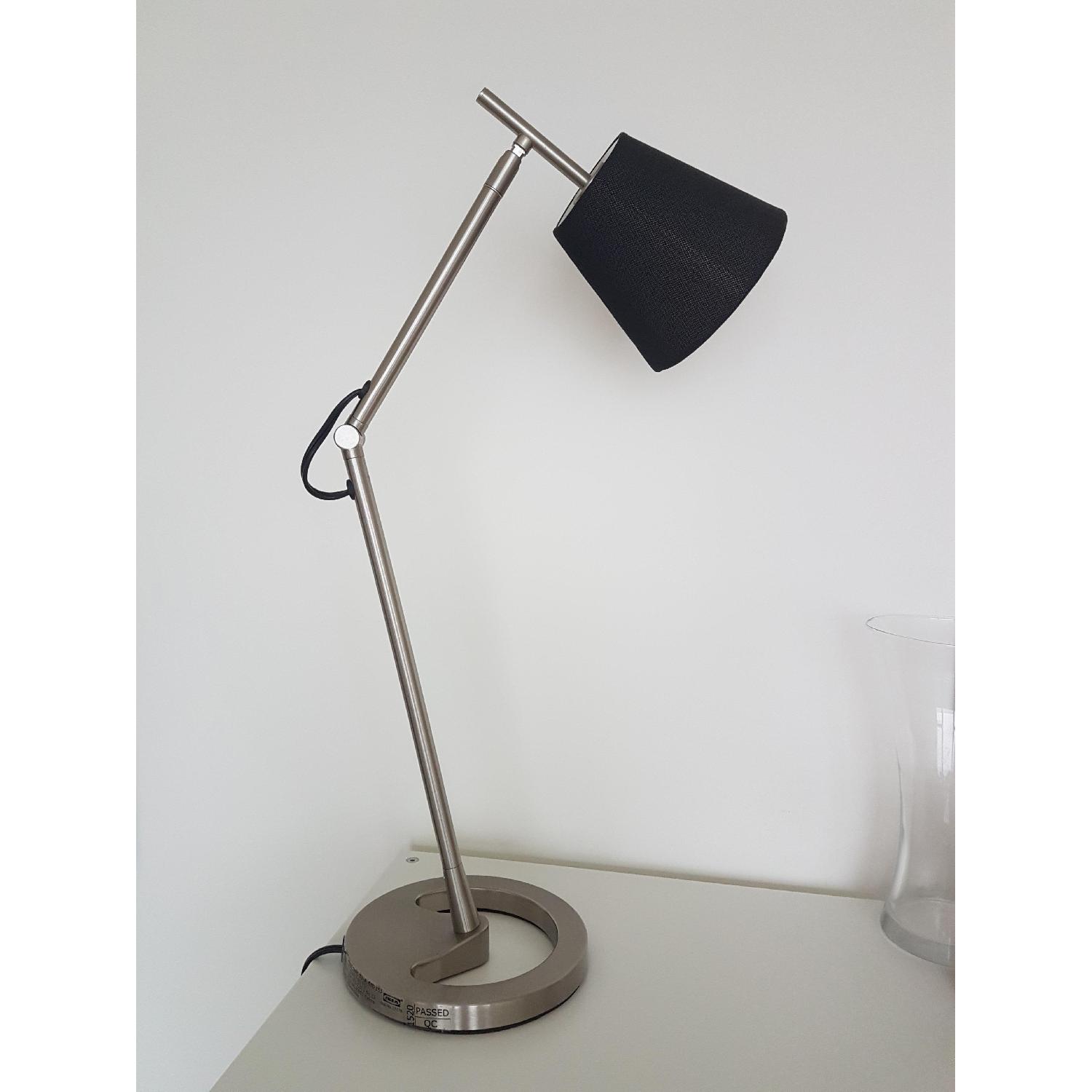Ikea Nickel Table Lamp w/ Black Shade - image-1