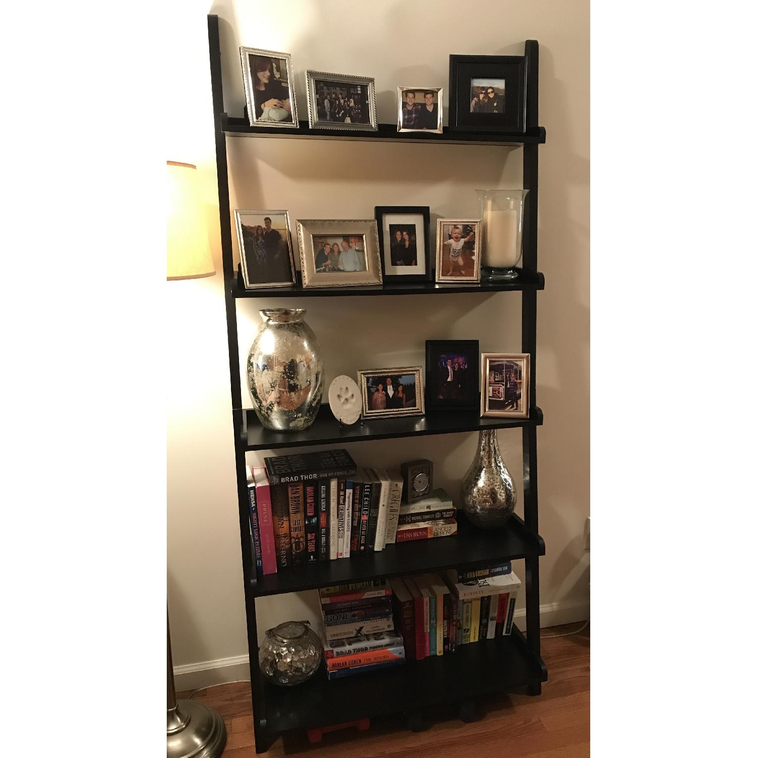 Black Leaning 5 Shelf Bookcase - image-1