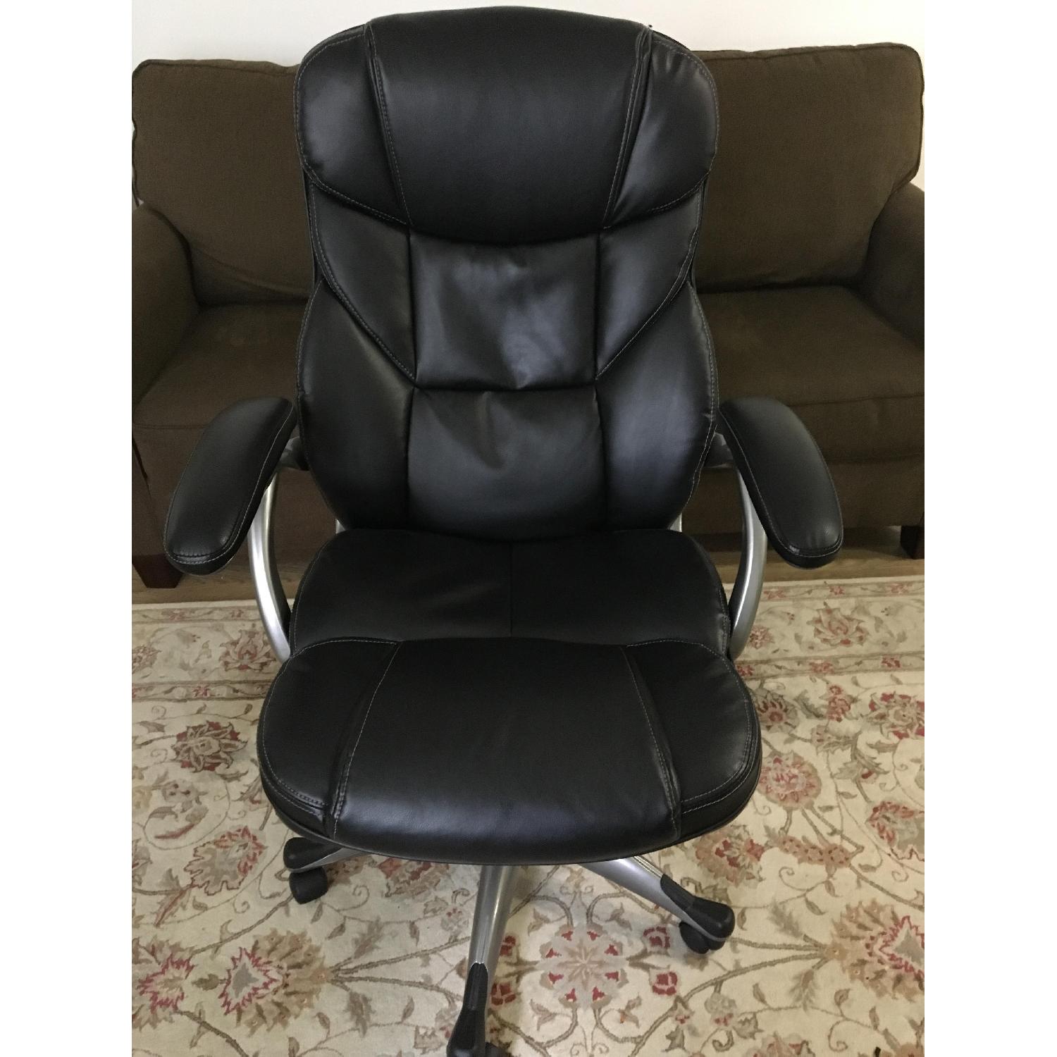 Black Faux Leather Office Chair - image-1