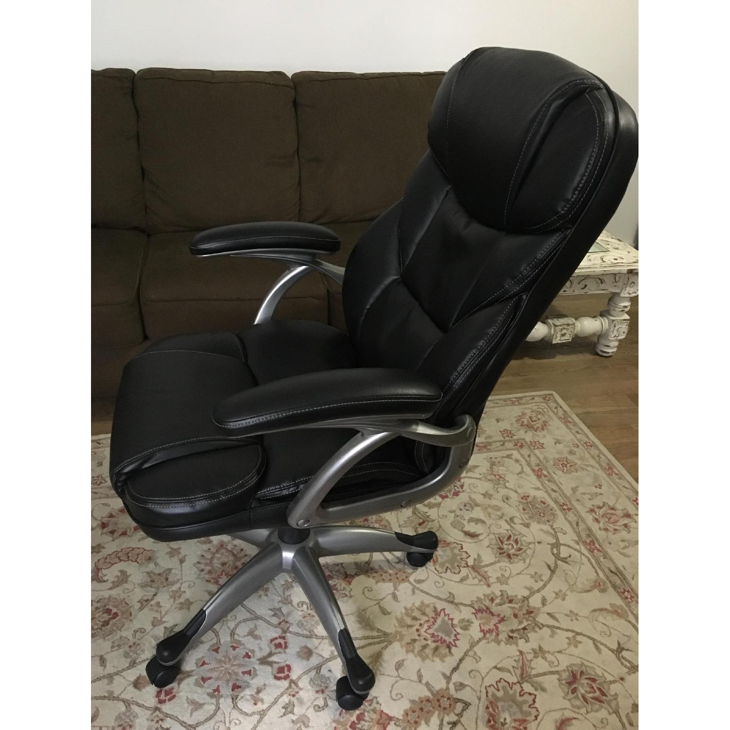 Black Faux Leather Office Chair - image-2