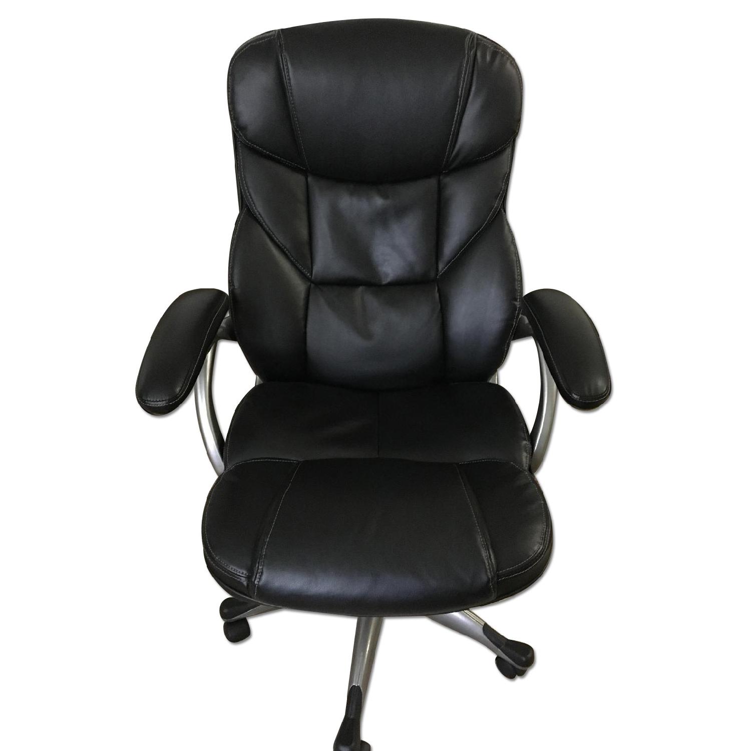 Black Faux Leather Office Chair - image-0