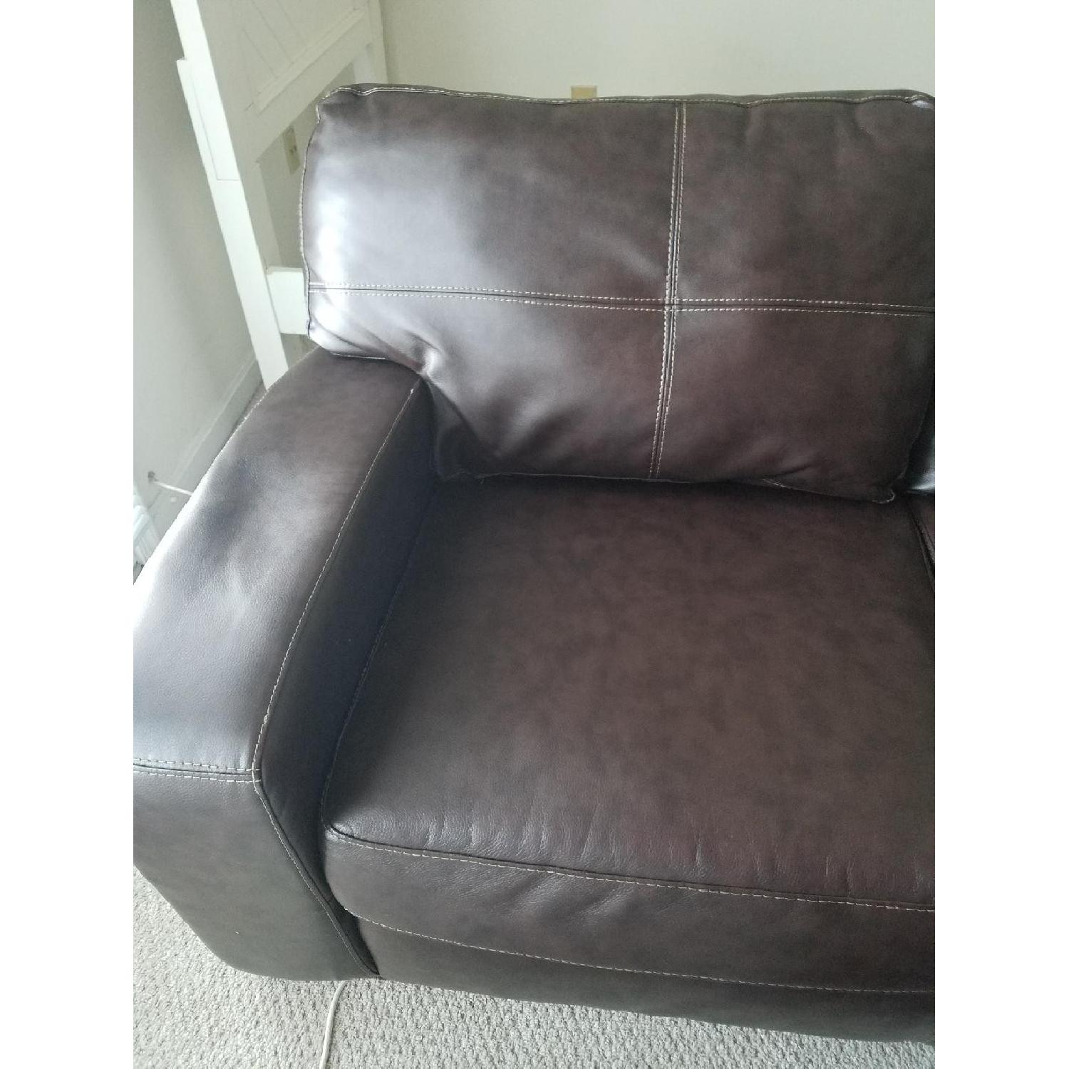 Brown Faux Leather Loveseat - image-3