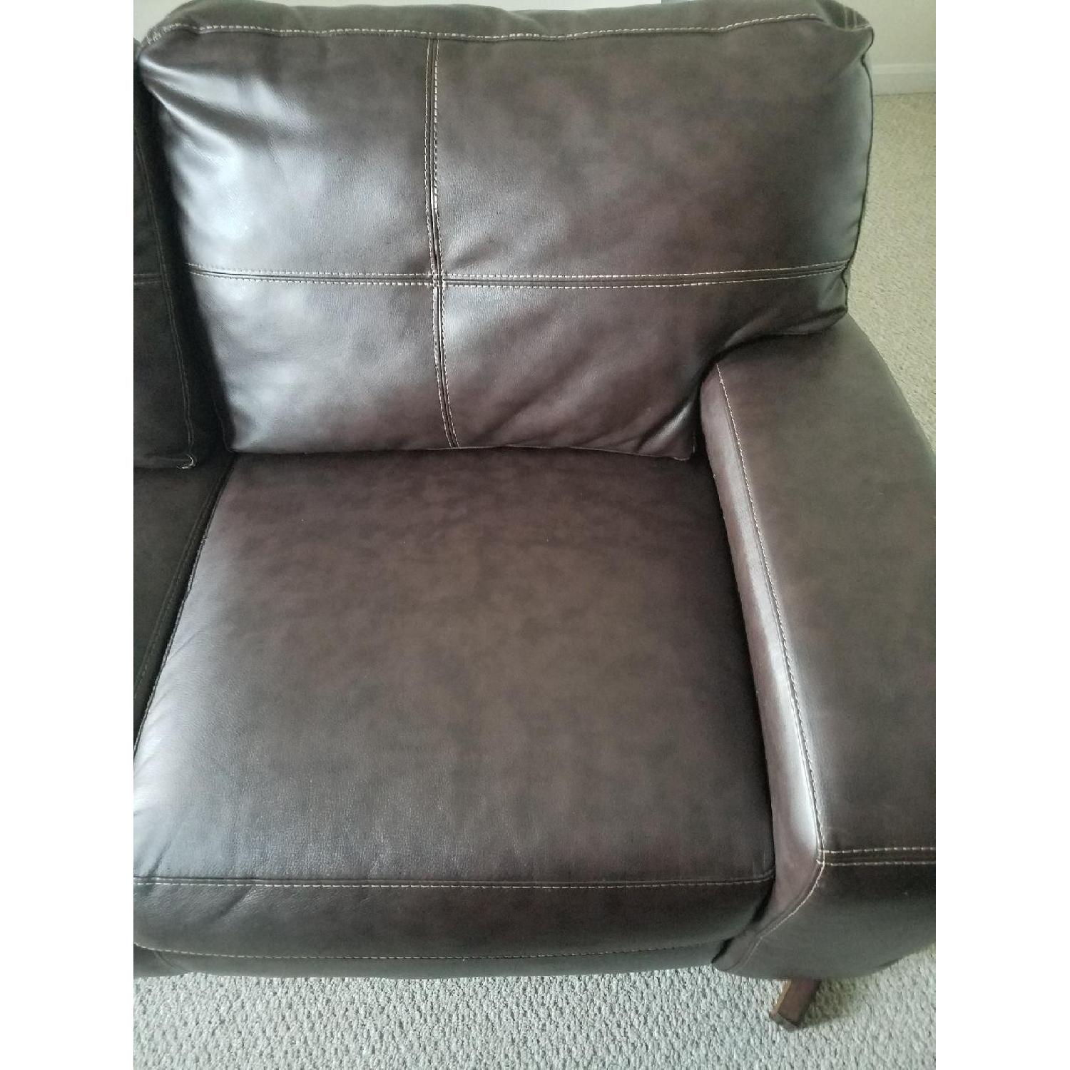 Brown Faux Leather Loveseat - image-4