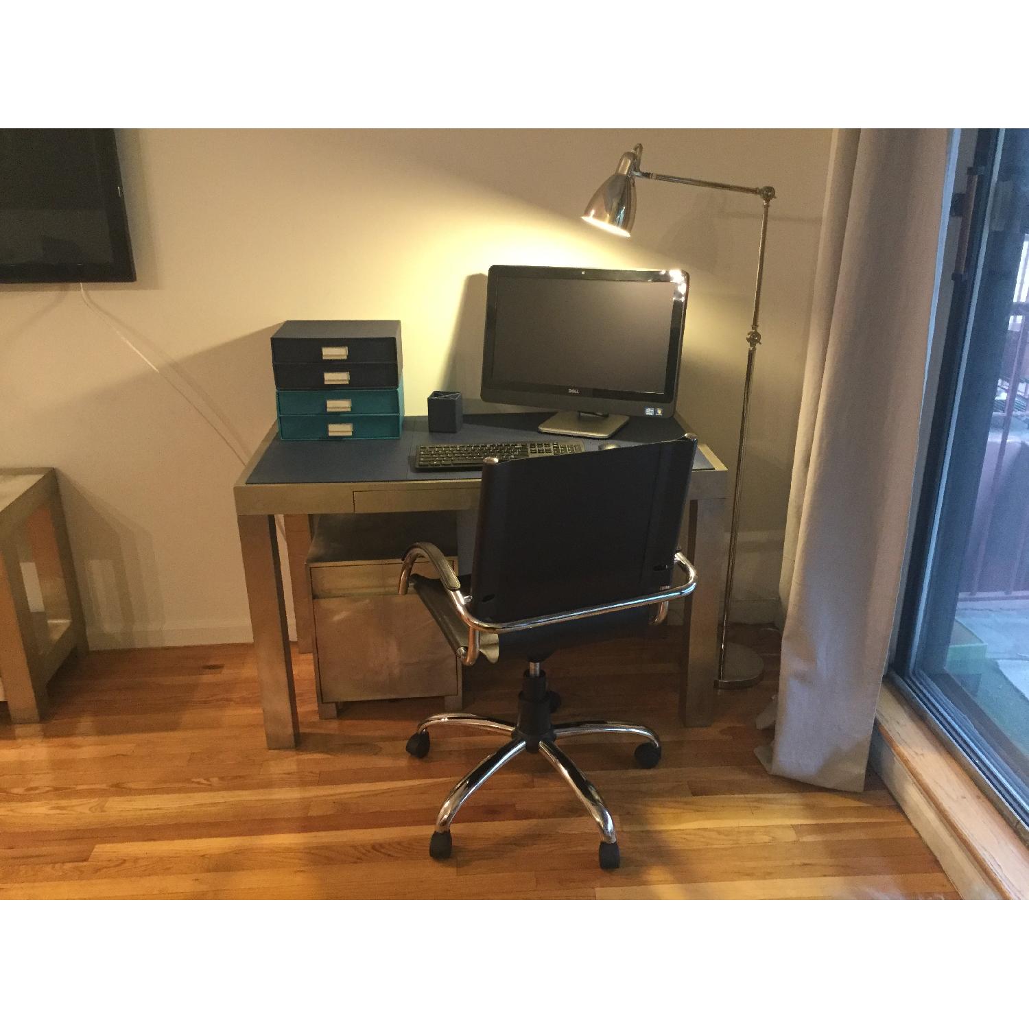 West Elm Swivel Leather Desk Chair - image-1