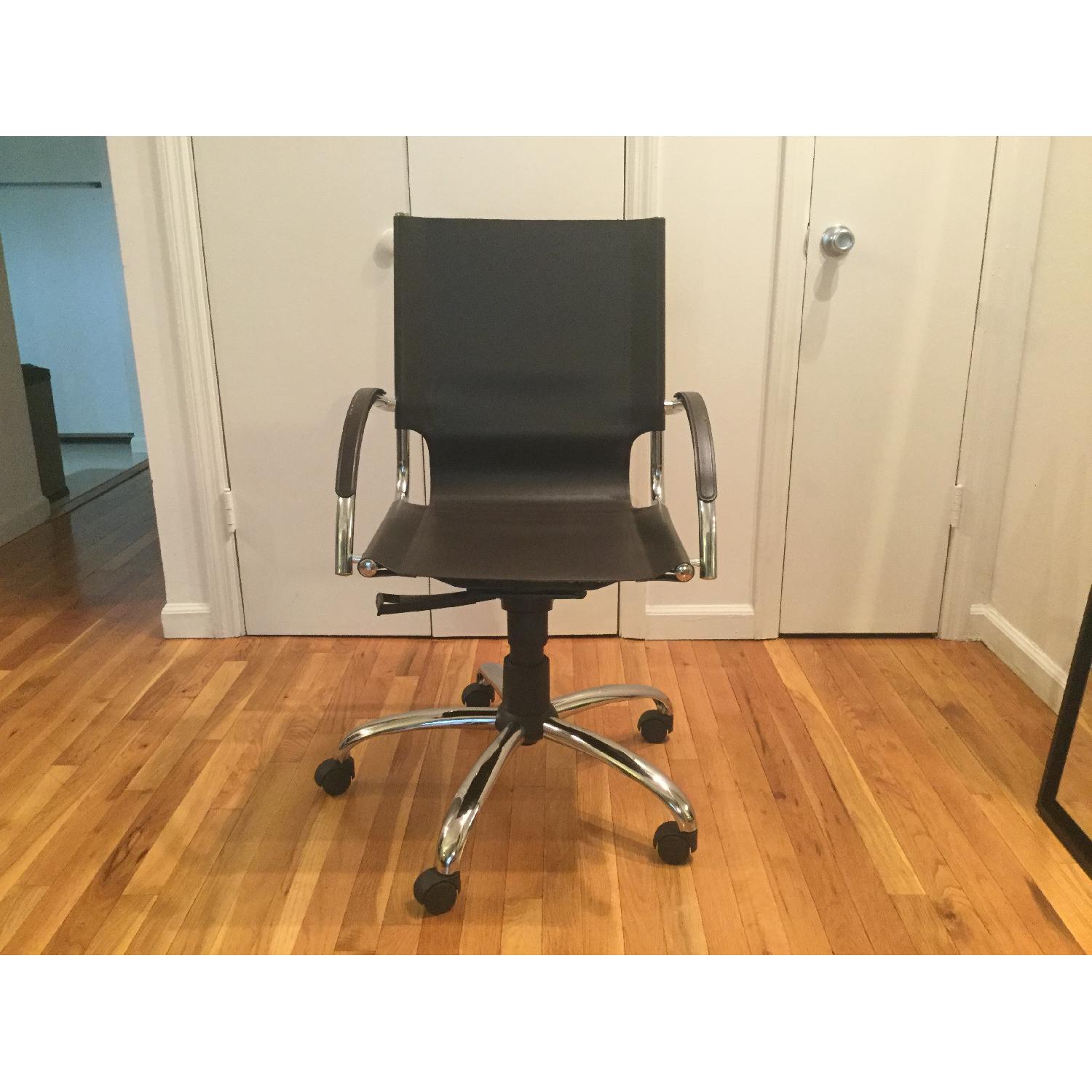 West Elm Swivel Leather Desk Chair - image-3