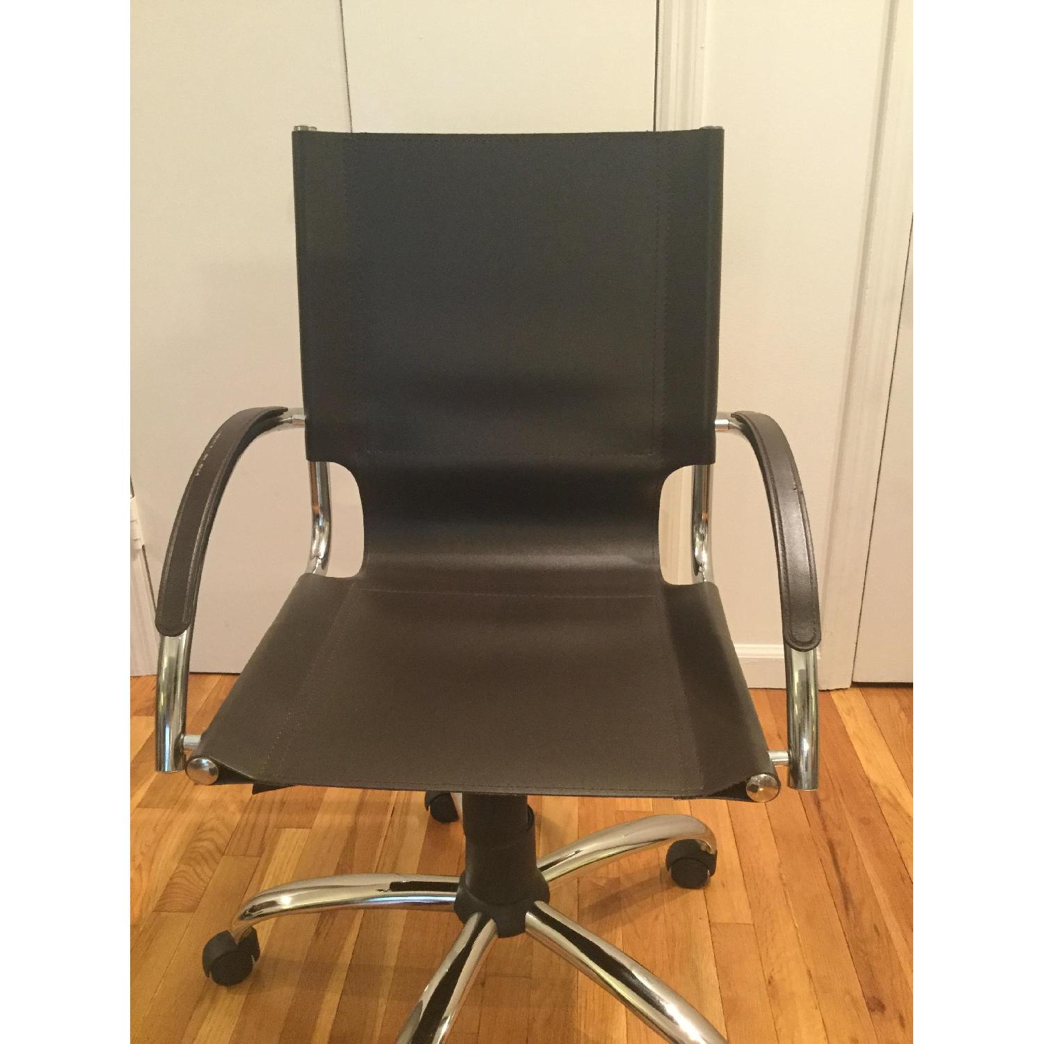 West Elm Swivel Leather Desk Chair - image-8