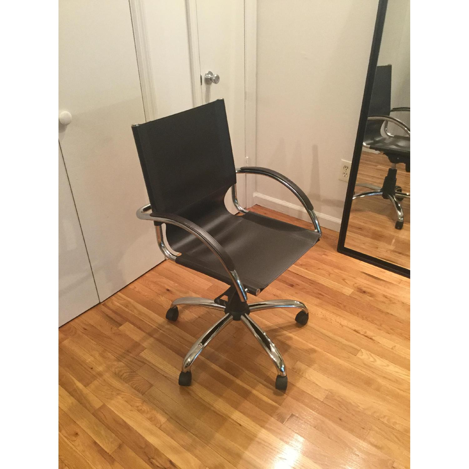 West Elm Swivel Leather Desk Chair - image-9