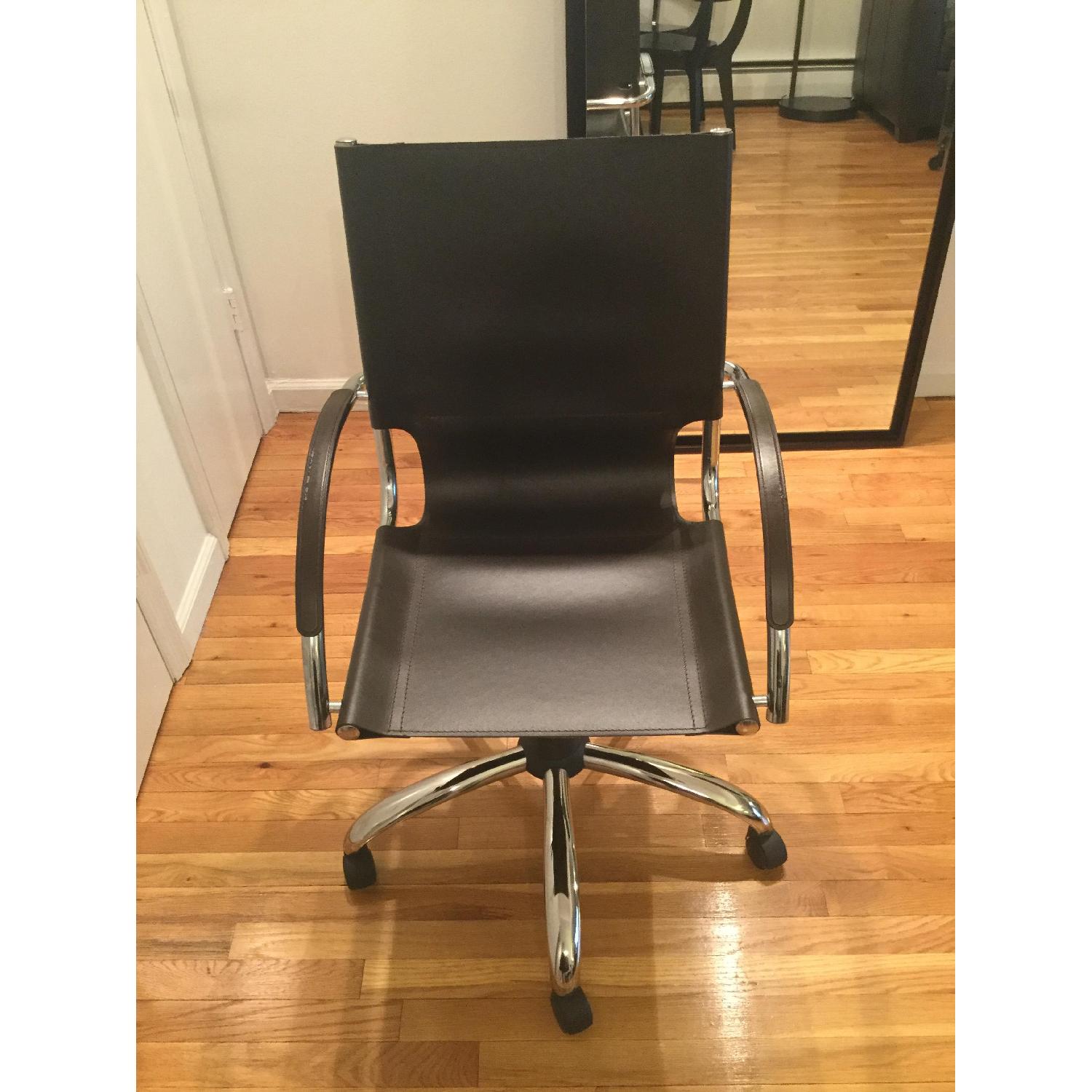 West Elm Swivel Leather Desk Chair - image-21