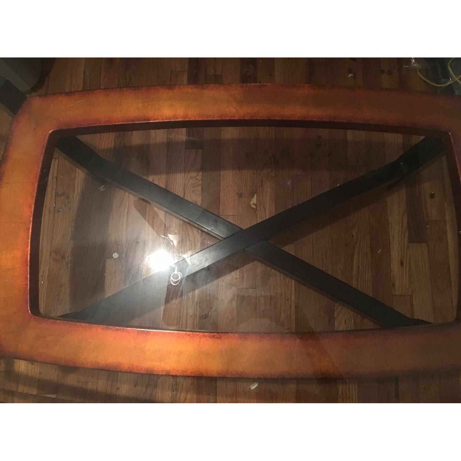 Raymour & Flanigan Glass & Wooden Cocktail Table - image-2