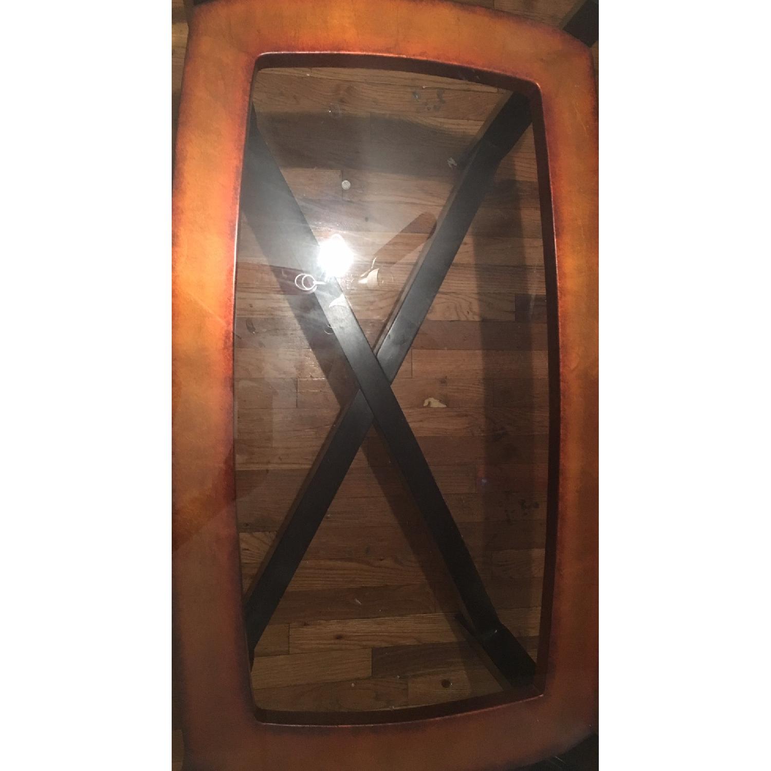 Raymour & Flanigan Glass & Wooden Cocktail Table - image-3