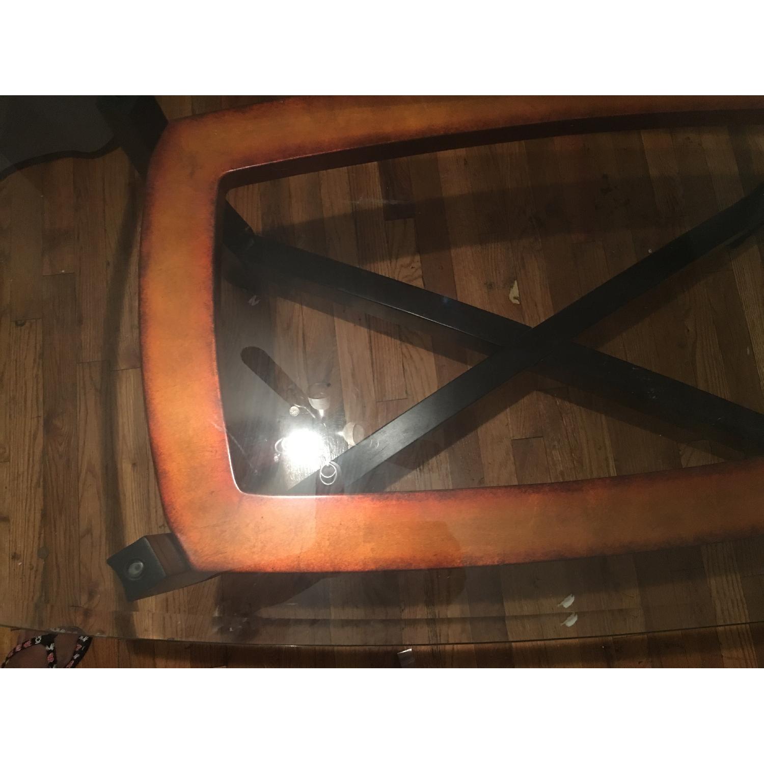 Raymour & Flanigan Glass & Wooden Cocktail Table - image-5