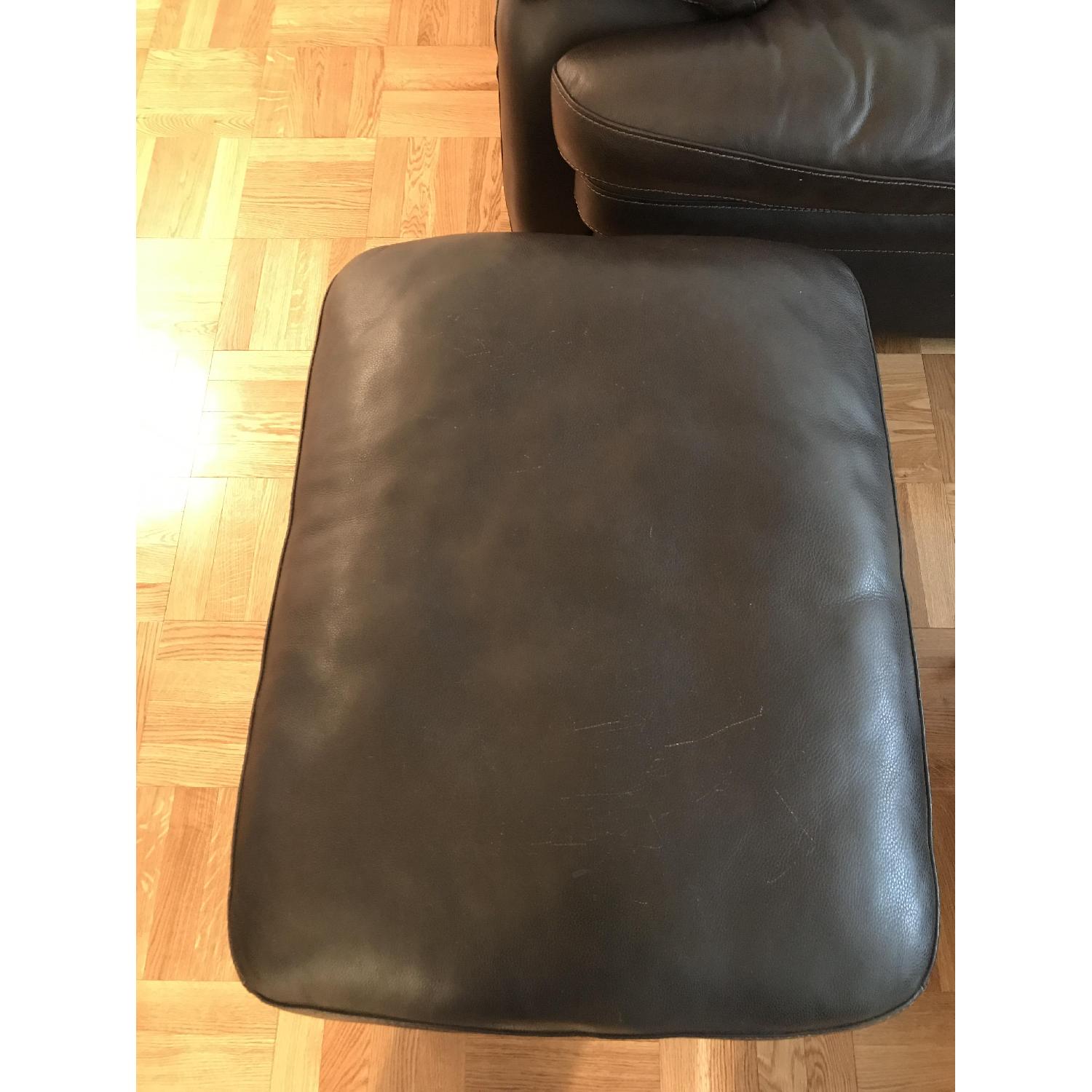Bob's Brown Leather Ottoman - image-1