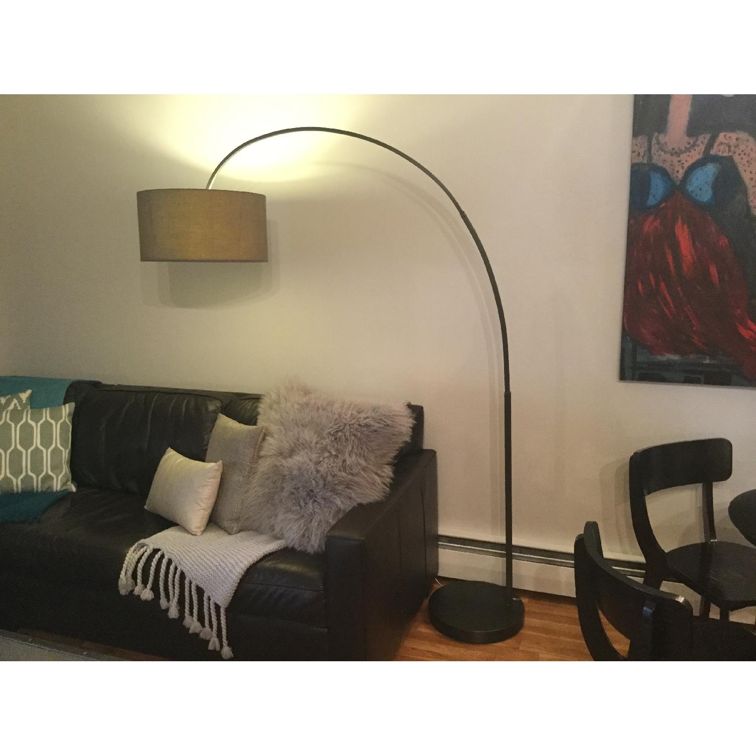 West Elm Overarching Linen Shade Floor Lamp in Antique Bronze - image-13