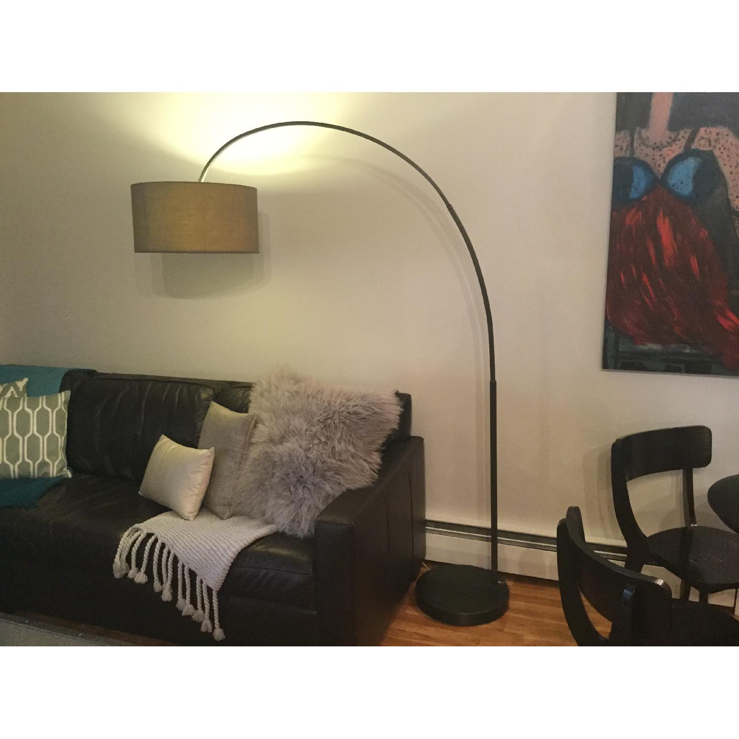 West Elm Overarching Linen Shade Floor Lamp in Antique Bronze - image-15