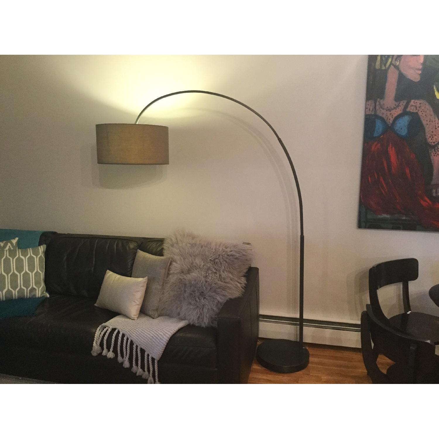 West Elm Overarching Linen Shade Floor Lamp in Antique Bronze - image-23