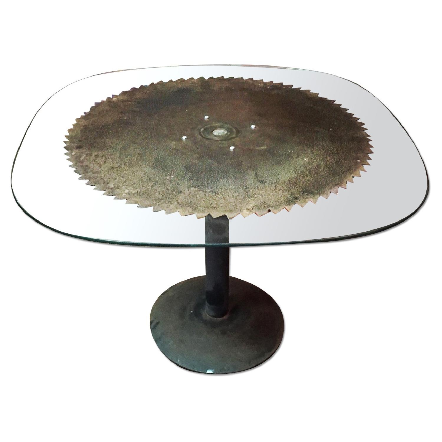 Saw Blade Table w/ Metal Base - image-0