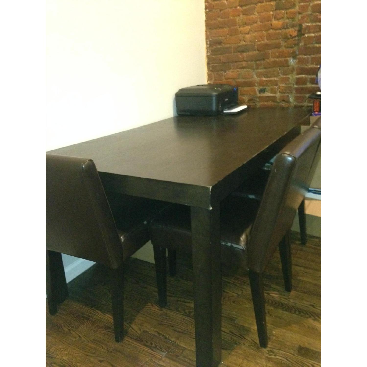 Dark Wood Dining Table w/ 3 Chairs - image-6
