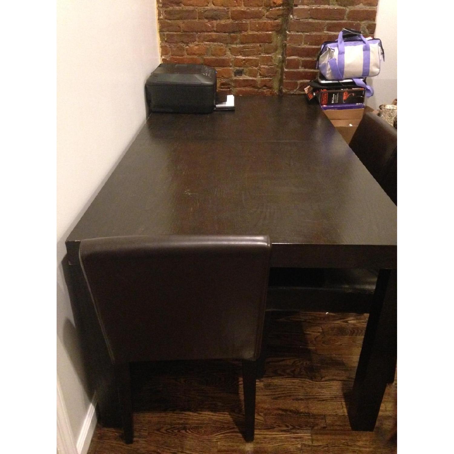Dark Wood Dining Table w/ 3 Chairs - image-7