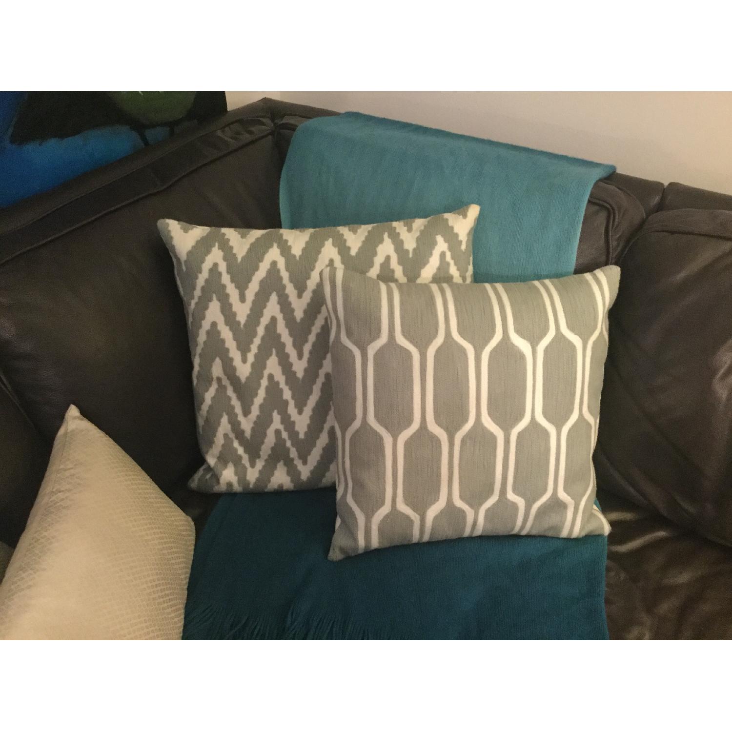 West Elm Chevron & Honeycomb Crewel Pillows in Platinum - image-2