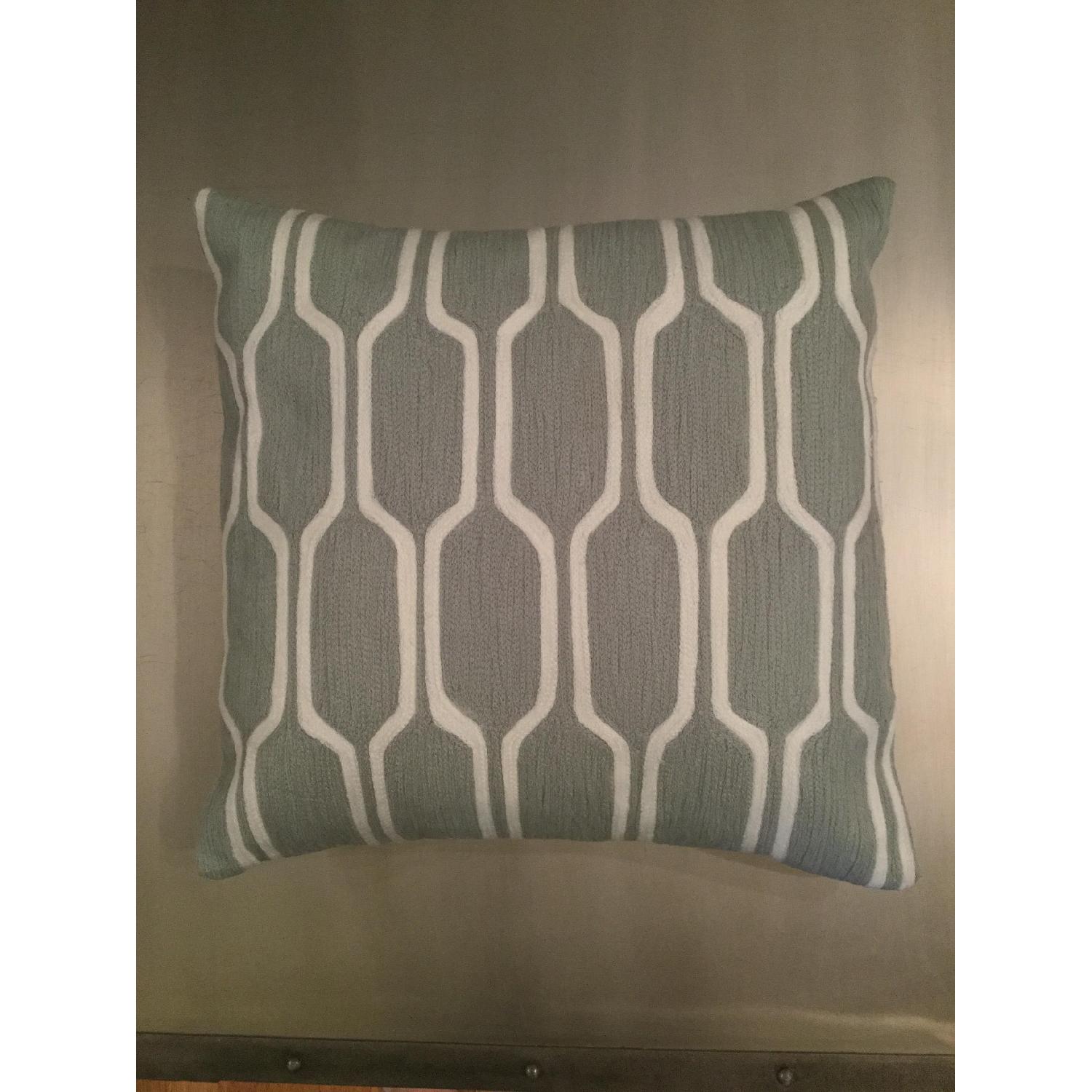 West Elm Chevron & Honeycomb Crewel Pillows in Platinum - image-3