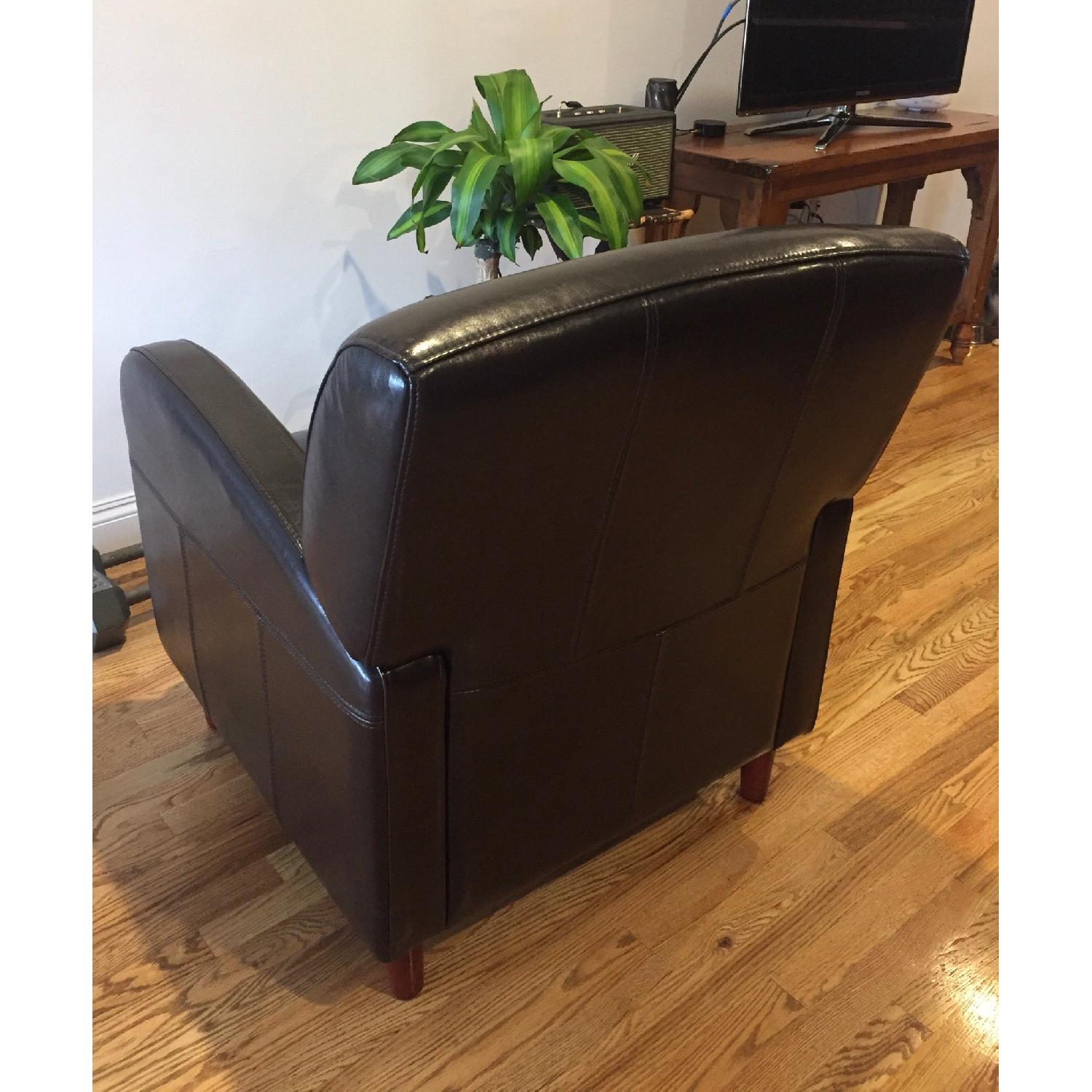 Crate & Barrel Brown Leather Chair - image-4