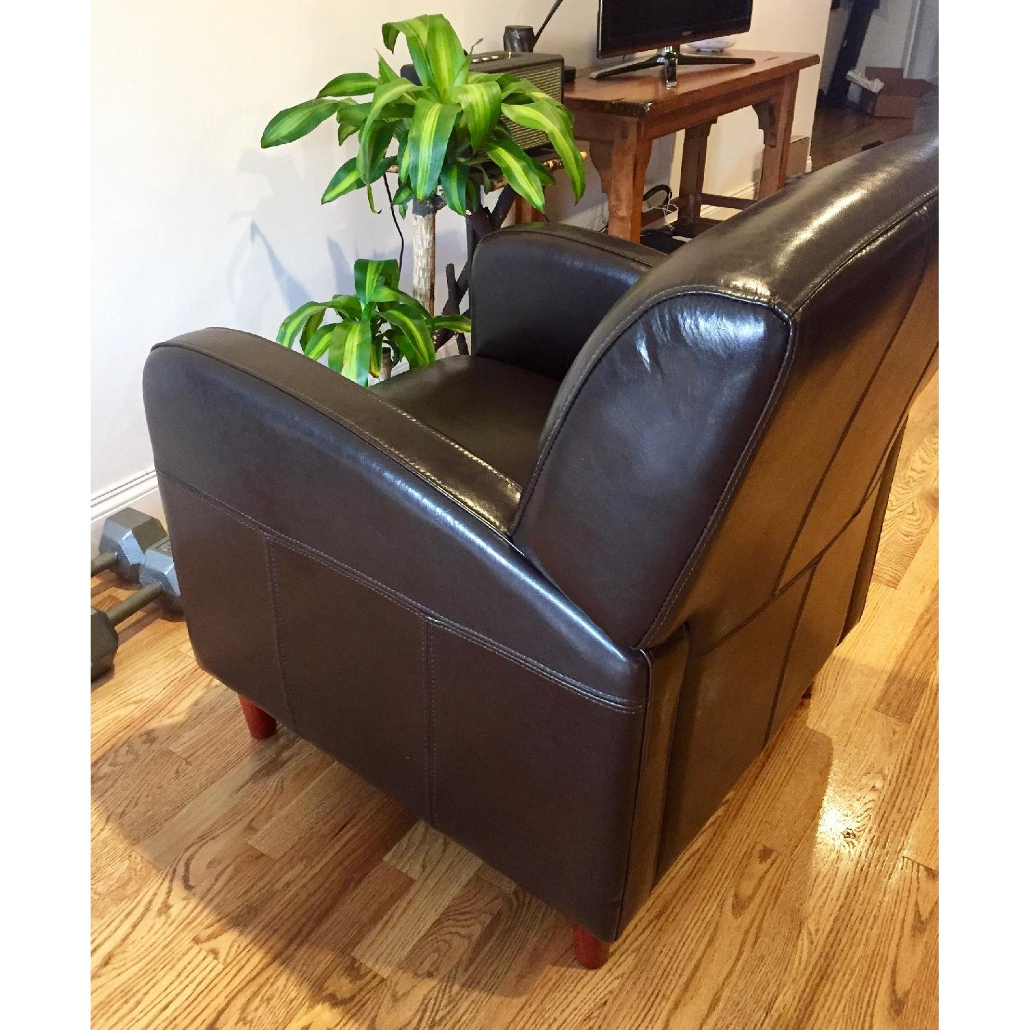 Crate & Barrel Brown Leather Chair - image-5