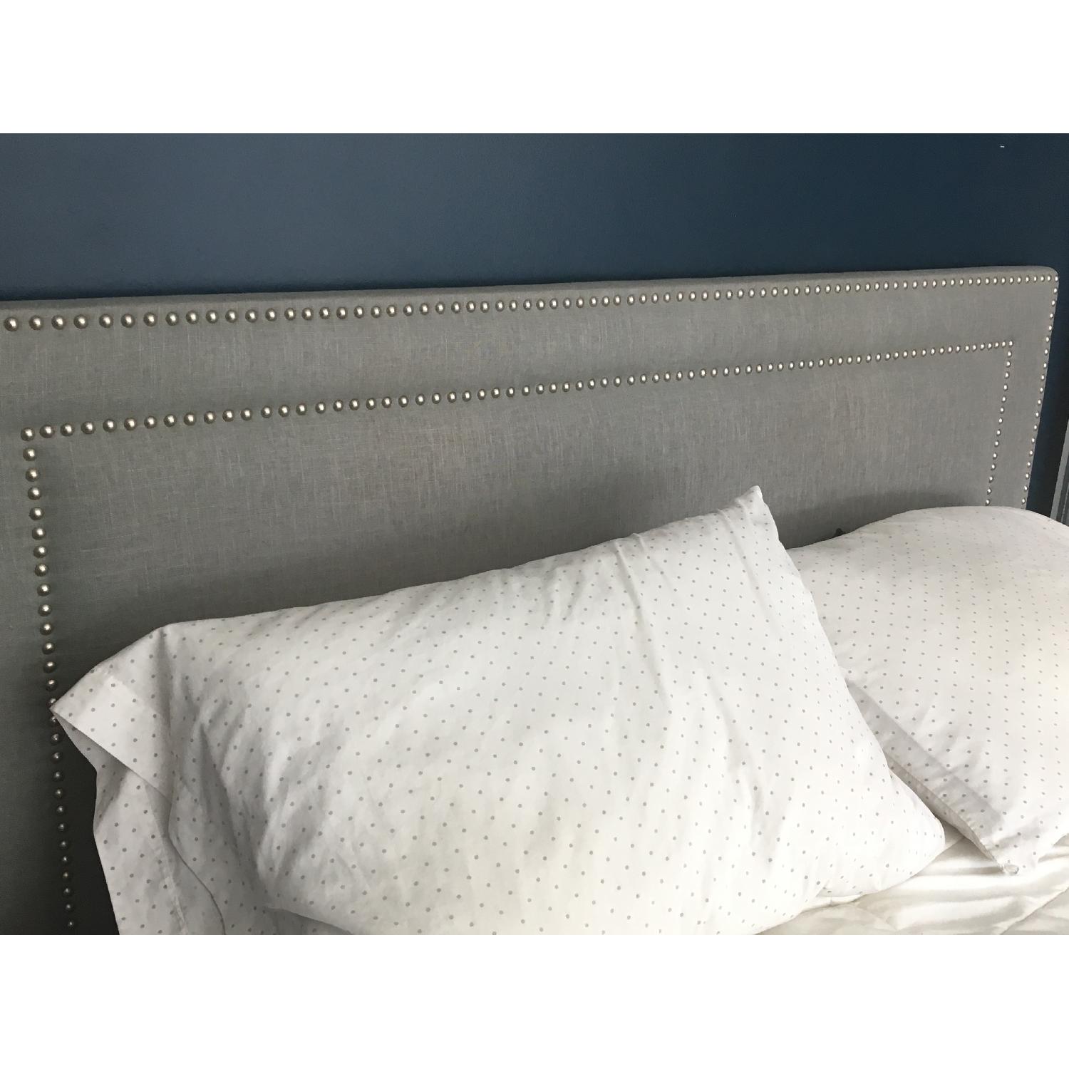 Skyline Furniture Nail Button Border Linen Queen Size Headboard - image-2