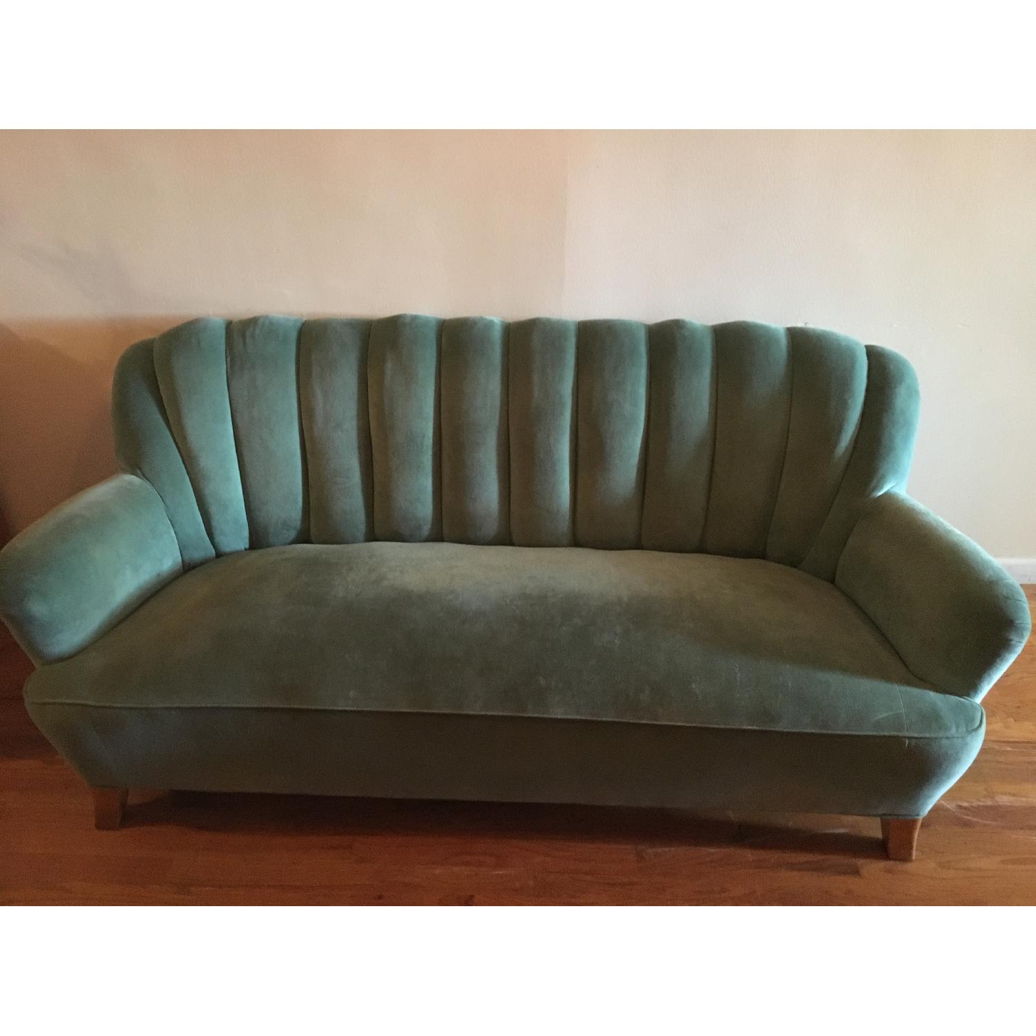 Vintage Deep Seafoam Seashell Couch - image-1