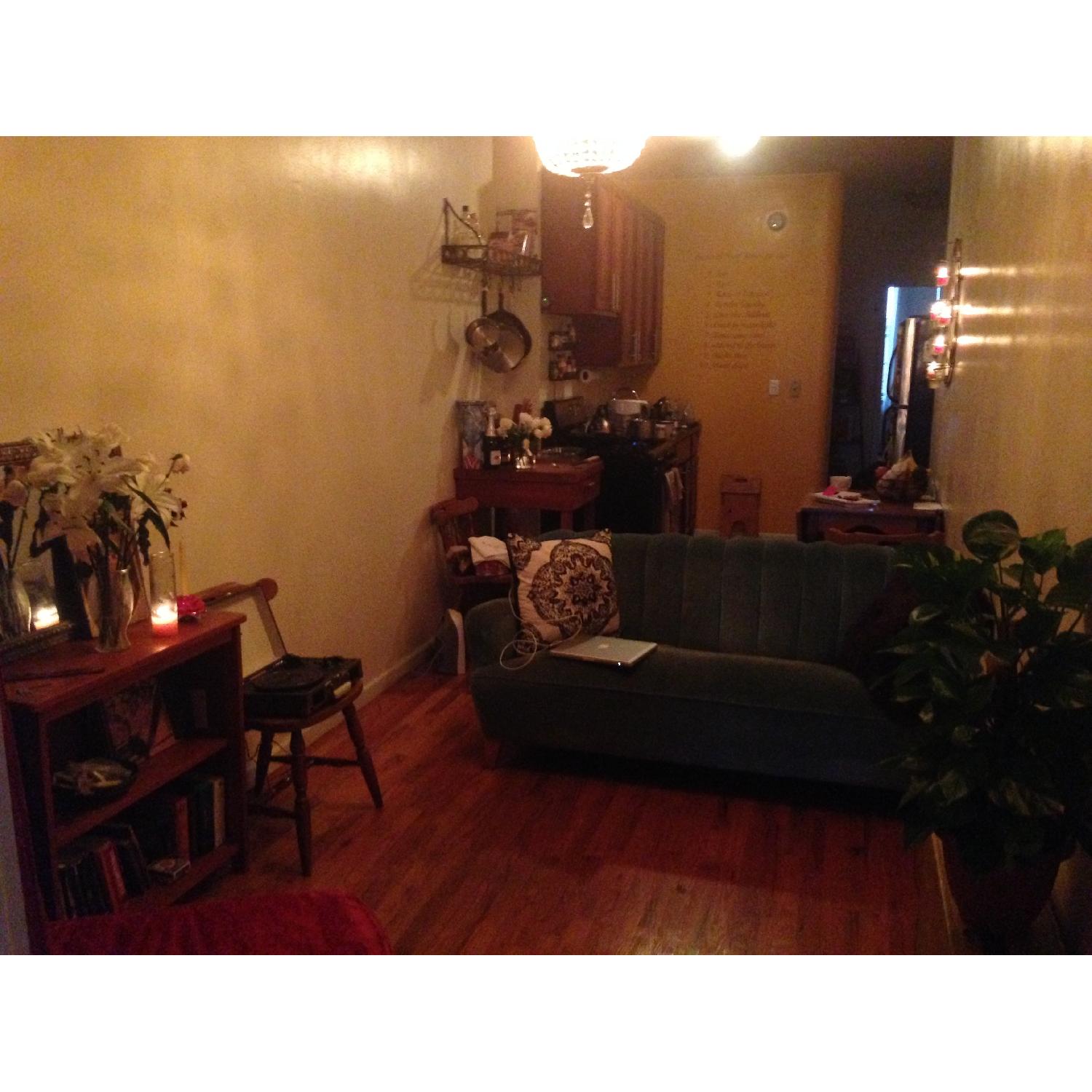 Vintage Deep Seafoam Seashell Couch - image-4