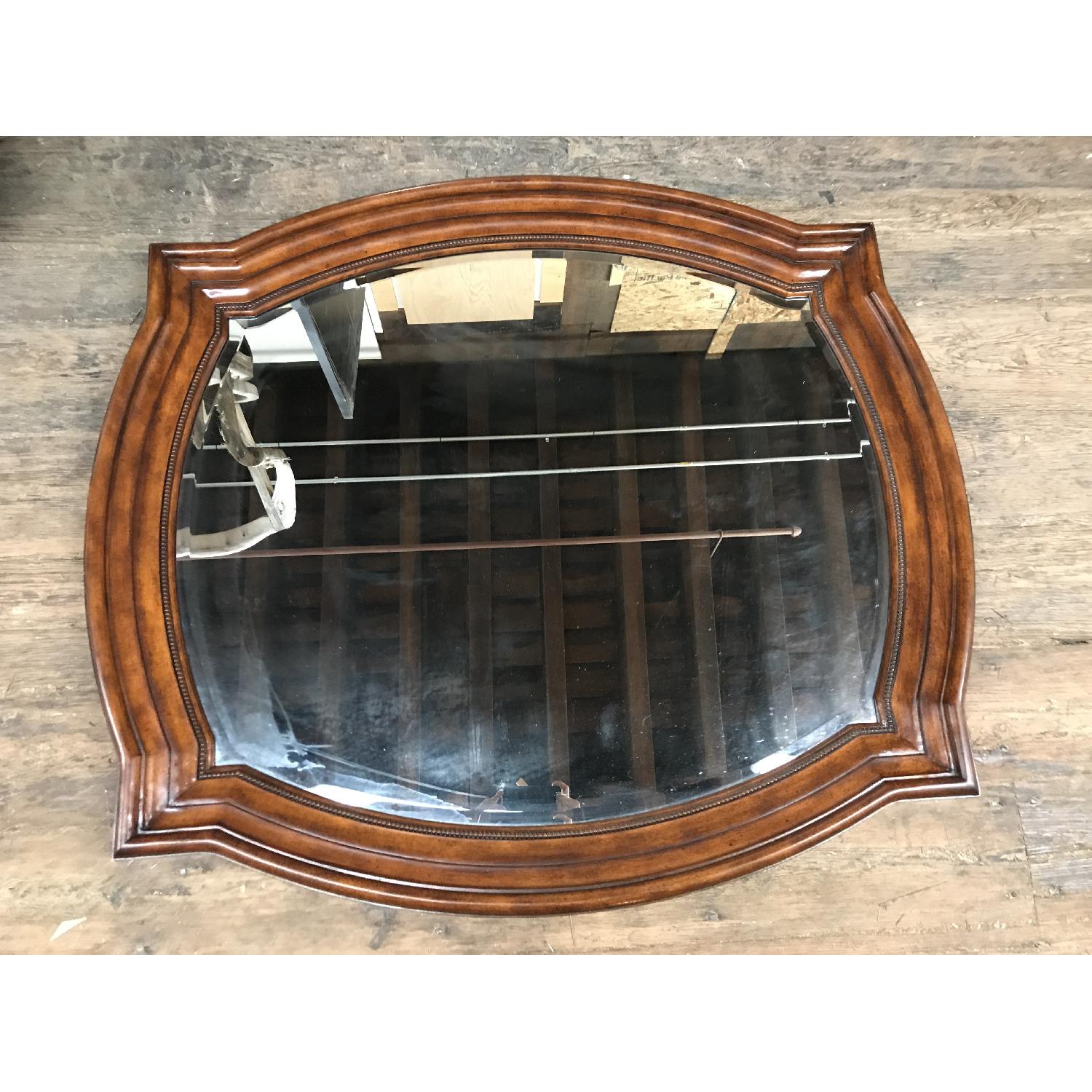 Cherry Wood Oval-Square Beveled Mirror - image-3