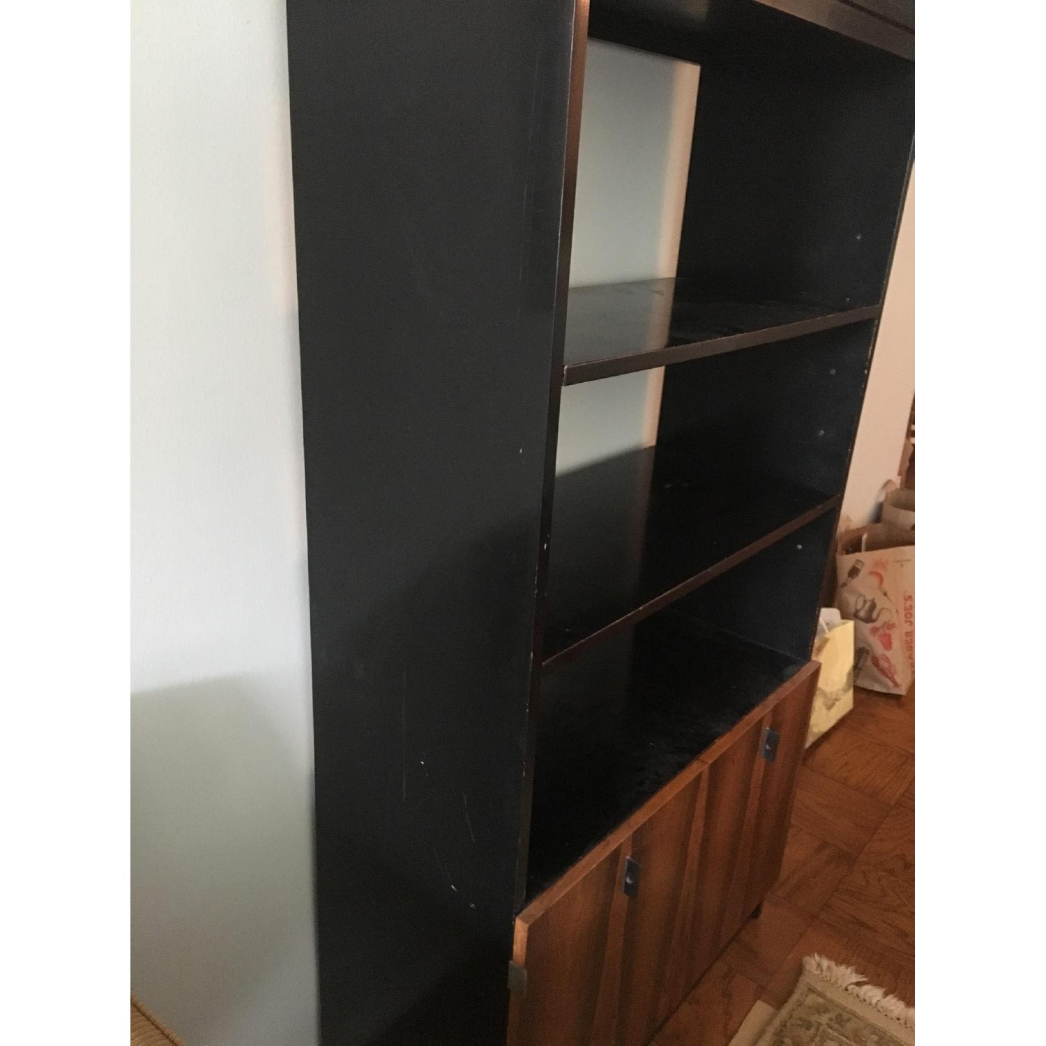 Black Wood Bookshelf w/ Bottom Cabinet - image-2