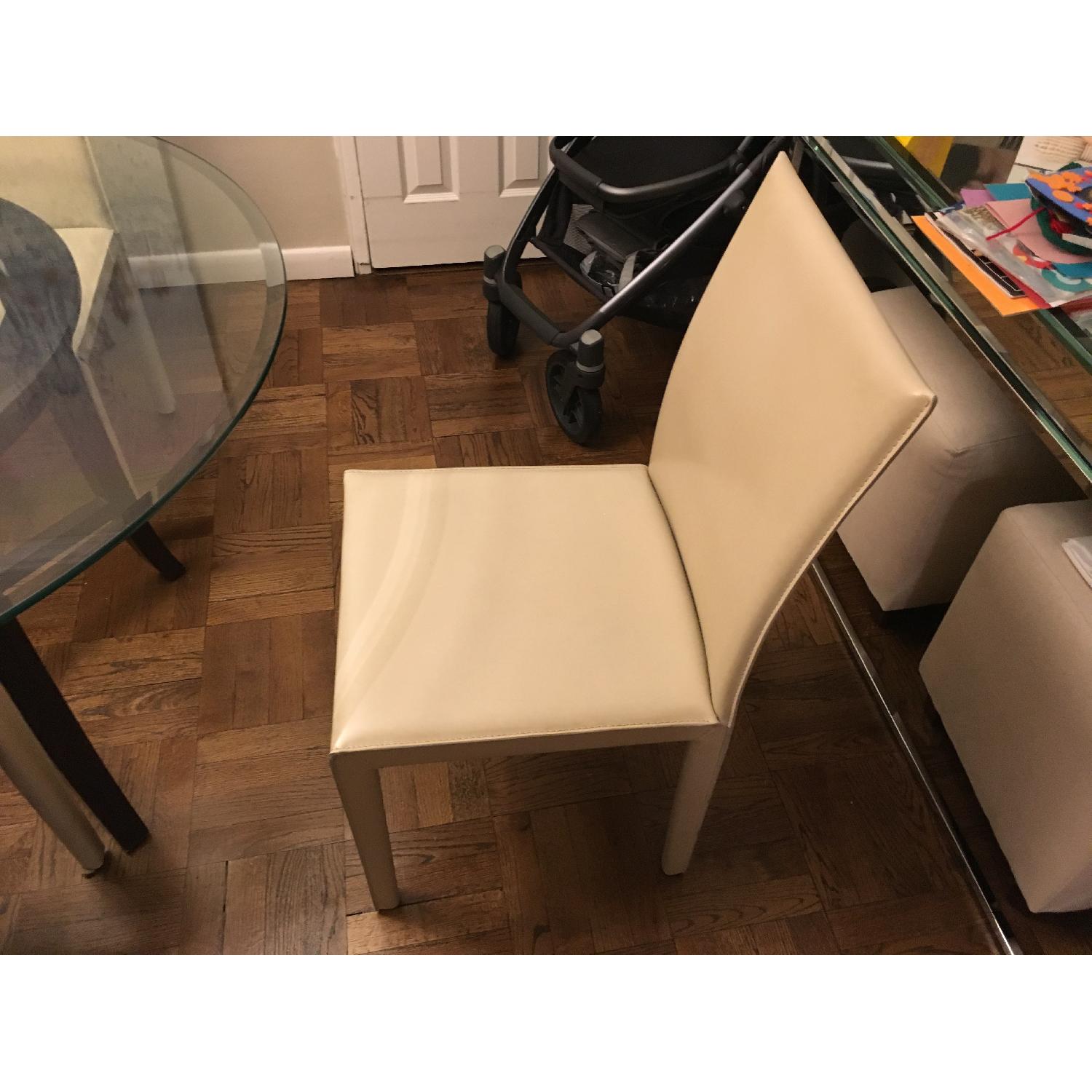 Crate & Barrel Dinig Table w/ 4 Leather Chairs - image-2