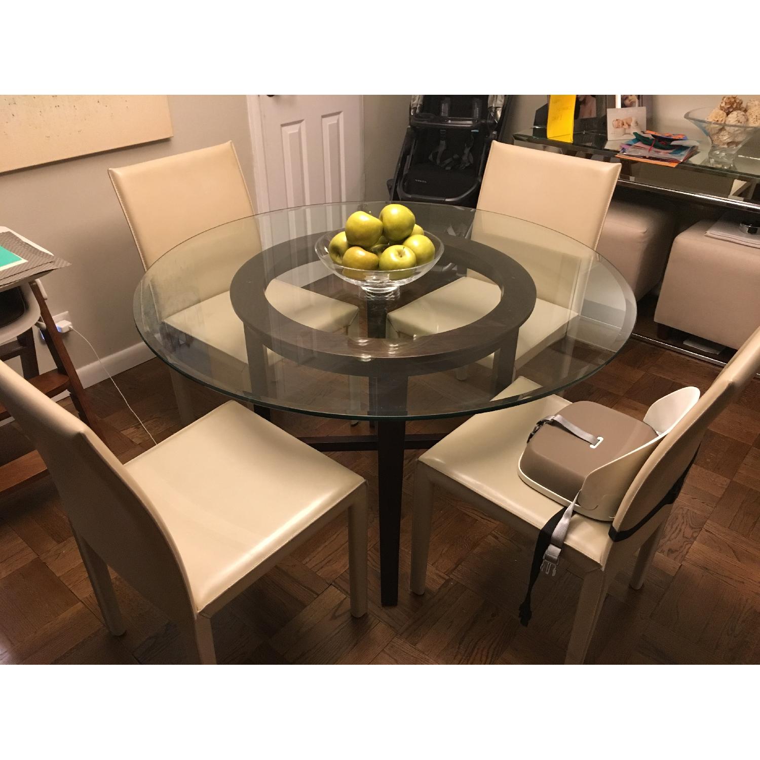 Crate & Barrel Dinig Table w/ 4 Leather Chairs - image-4