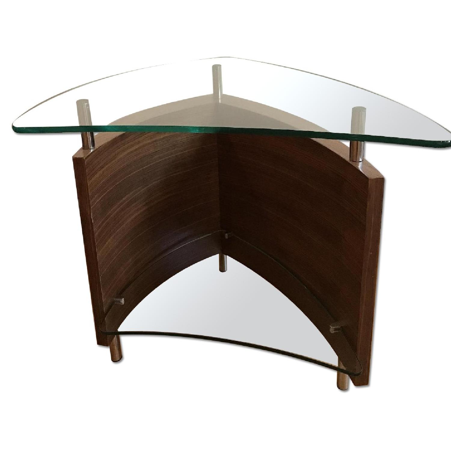 Glass & Wood Side Table - image-0