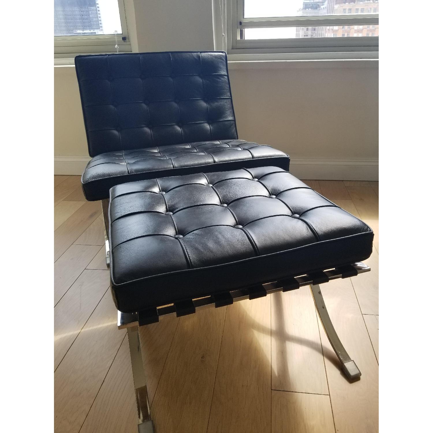 Mid Century Barcelona Style Chair & Ottoman - image-1