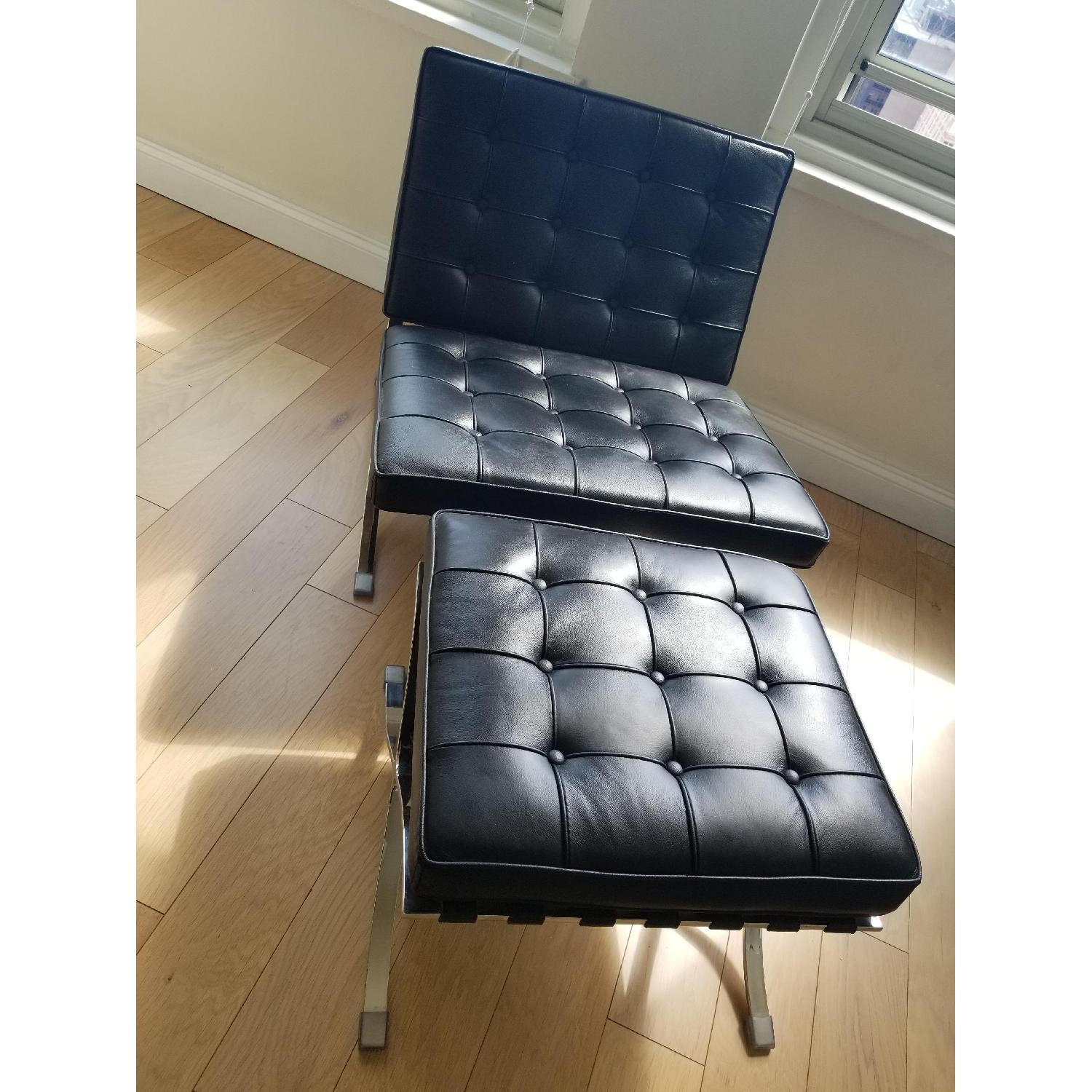 Mid Century Barcelona Style Chair & Ottoman - image-6