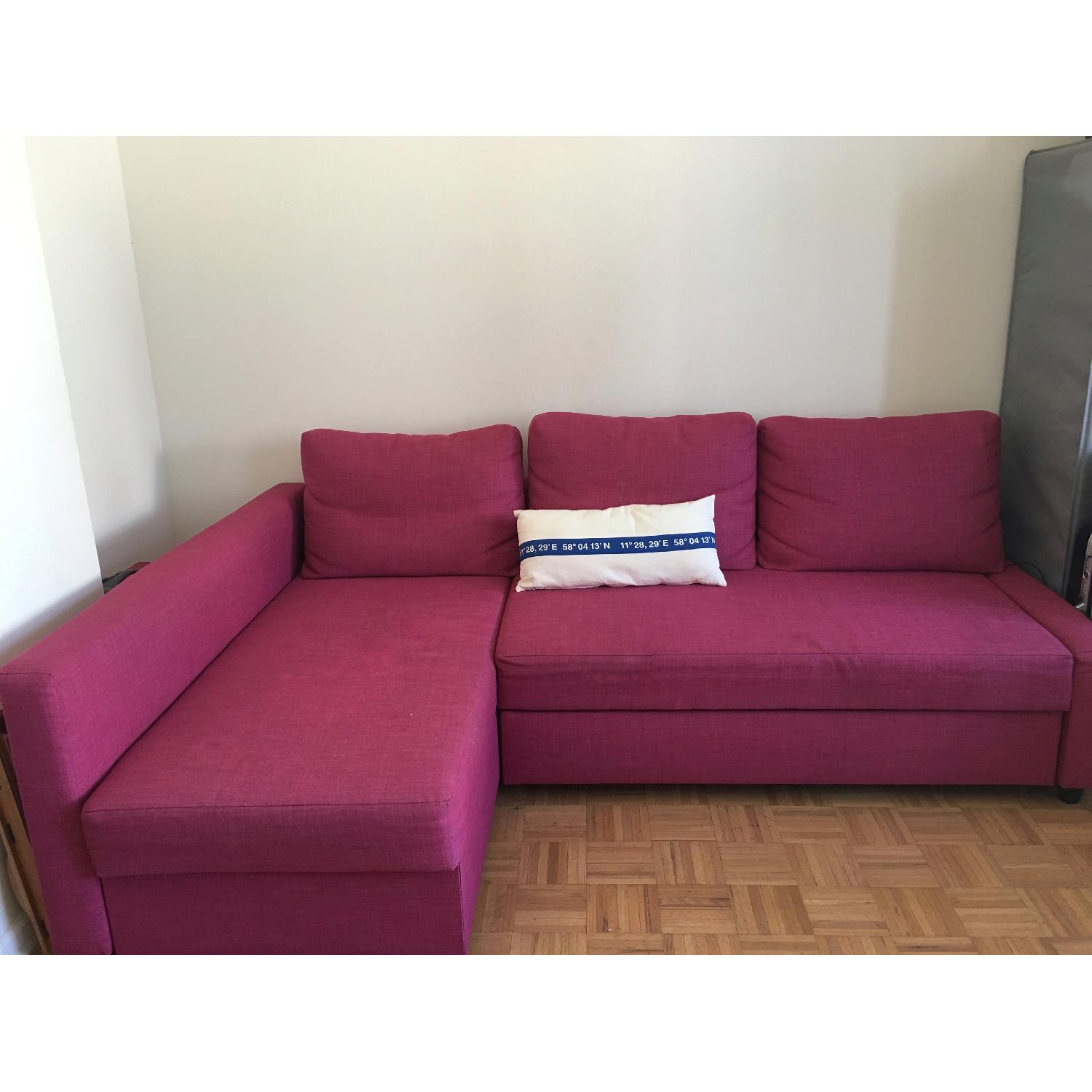 Ikea Friheten Pink 3 Piece Sleeper Sectional Sofa w/ Storage - image-1