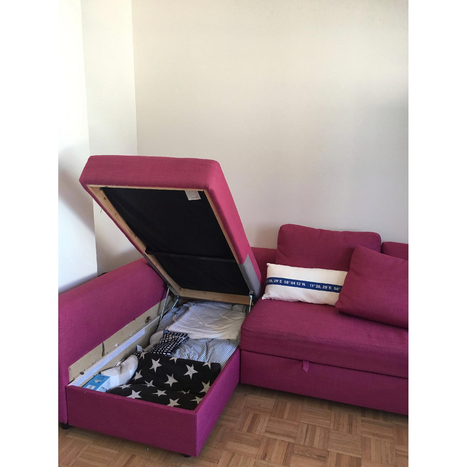 Ikea Friheten Pink 3 Piece Sleeper Sectional Sofa w/ Storage - image-4
