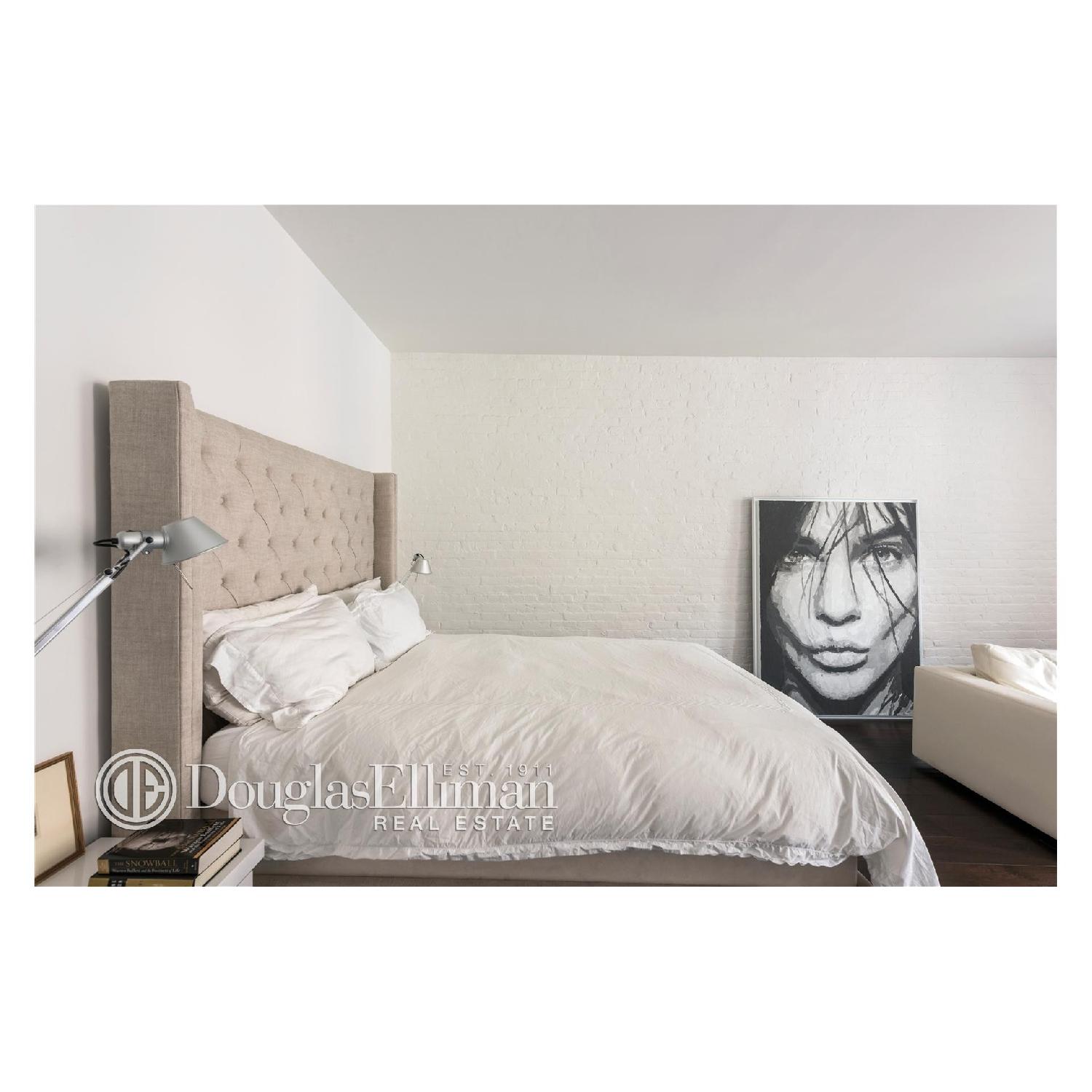 Queen Size Restoration Hardware Adler Shelter Diamond-Tufted Fabric Bed - image-2